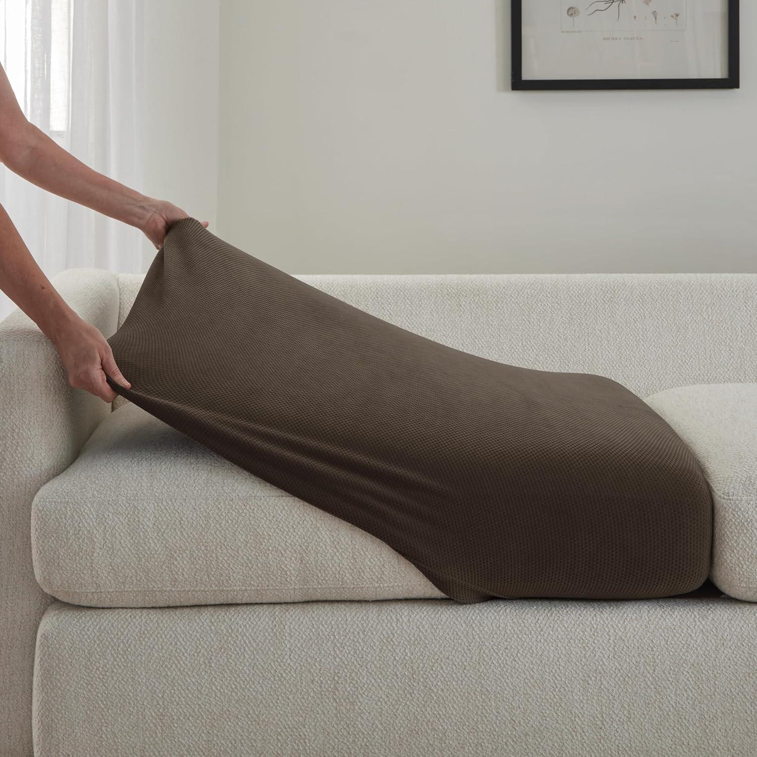 SureFit  Stretch Pique Oversized Ottoman Slipcover Navy