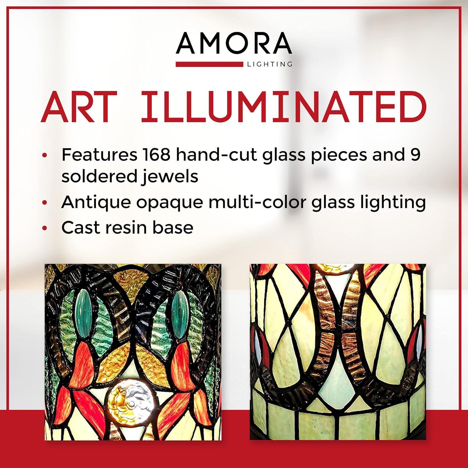 Amora Lighting Tiffany Style Floral Design Table Lamp 12" High