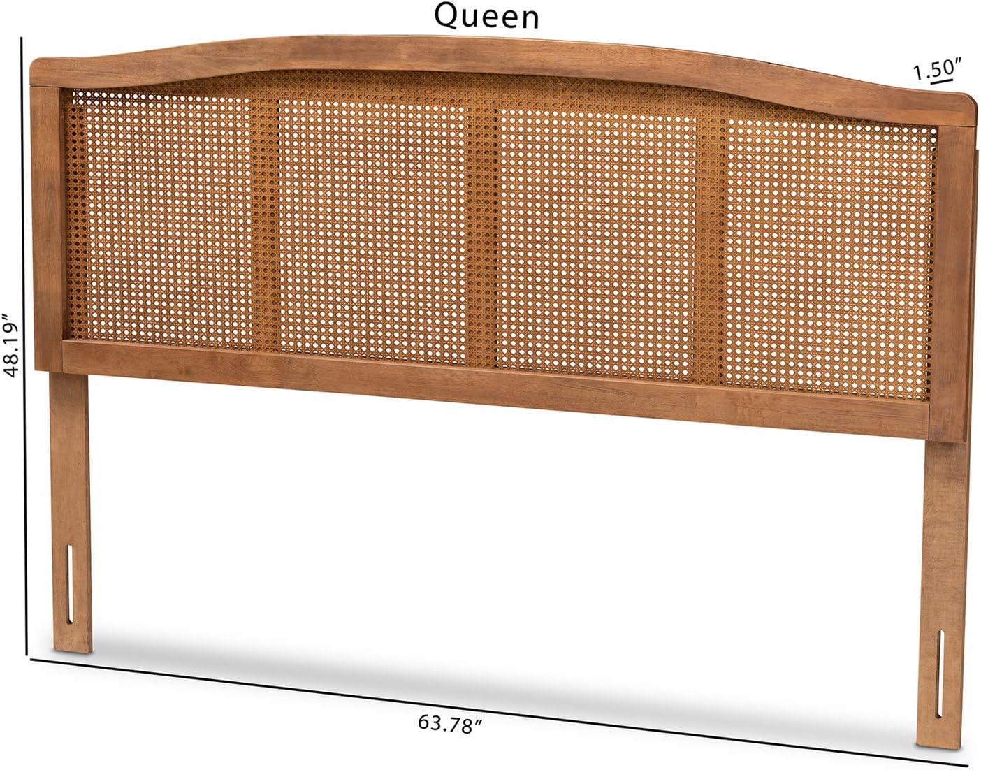 Bayou Breeze Amid a mid-century modern design, Auren's queen size headboard is crafted of wood, synthetic rattan, and ash walnut finished