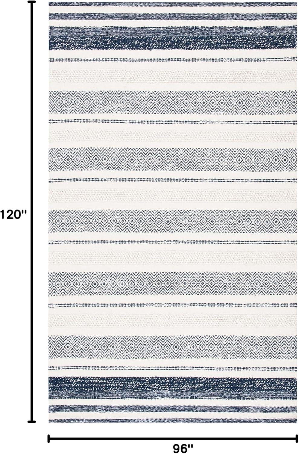 Striped Kilim STK502 Hand Woven Area Rug - Ivory/Navy - 8'x10' - Safavieh.