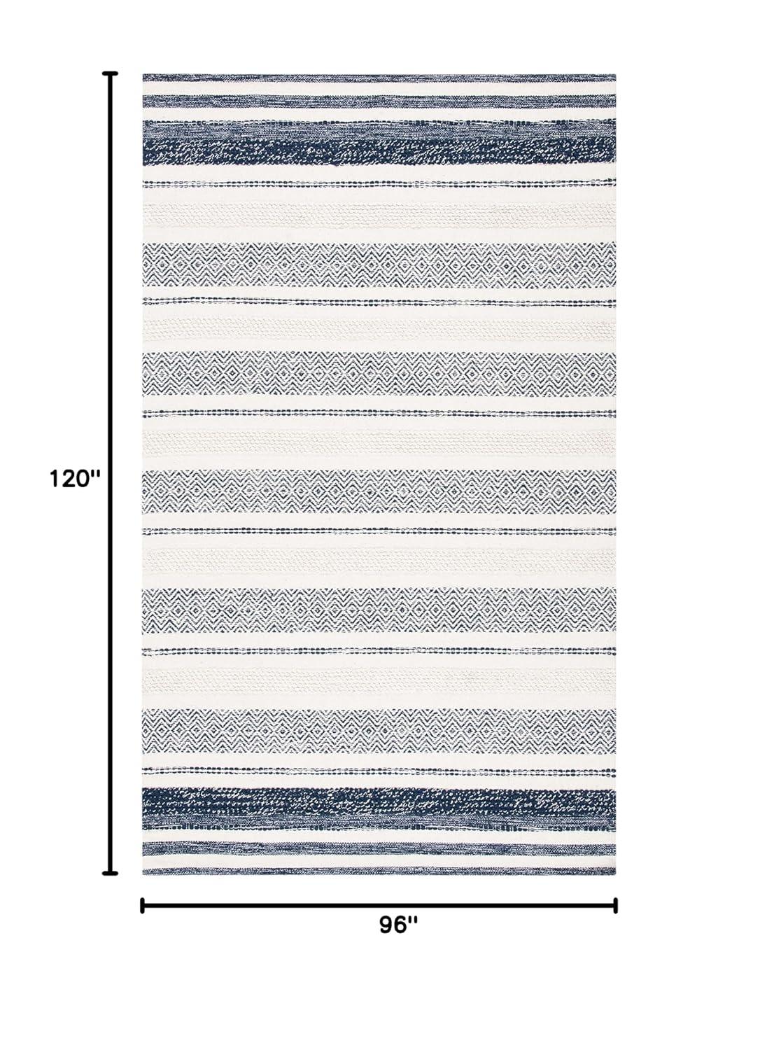 Striped Kilim STK502 Hand Woven Area Rug - Ivory/Navy - 8'x10' - Safavieh.