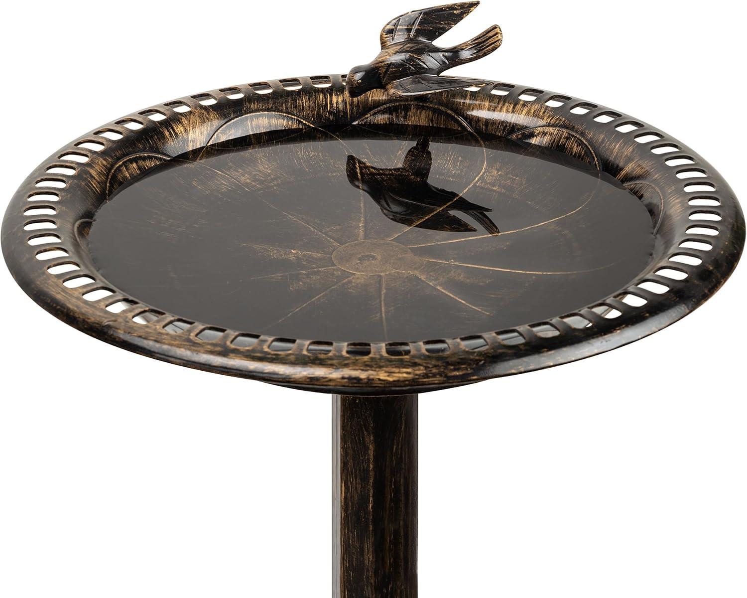 Alpine Corporation 26-Inch Bronze Bird Bath with Bird Figurine