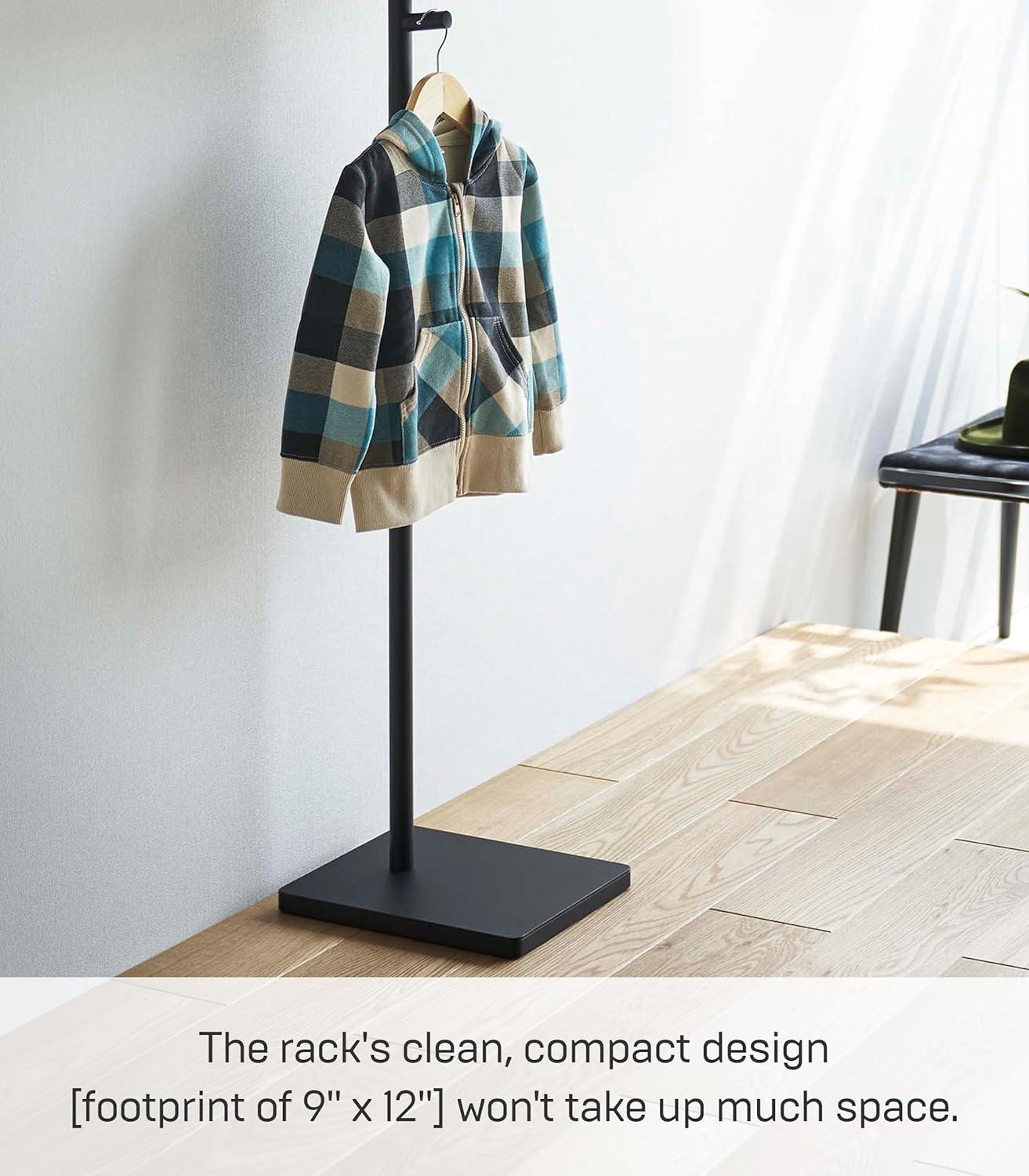 Black Steel and Wood Minimalist Coat Rack