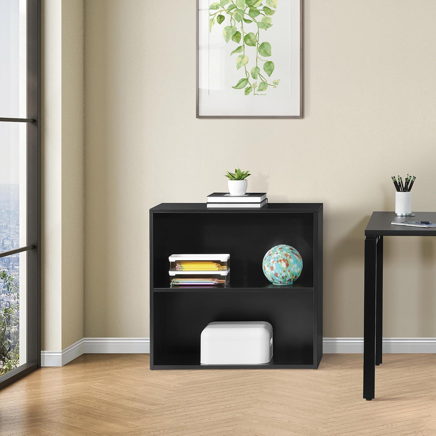 Prado 30 inch 2 Shelf Multipurpose Black Bookcase Engineered Wood