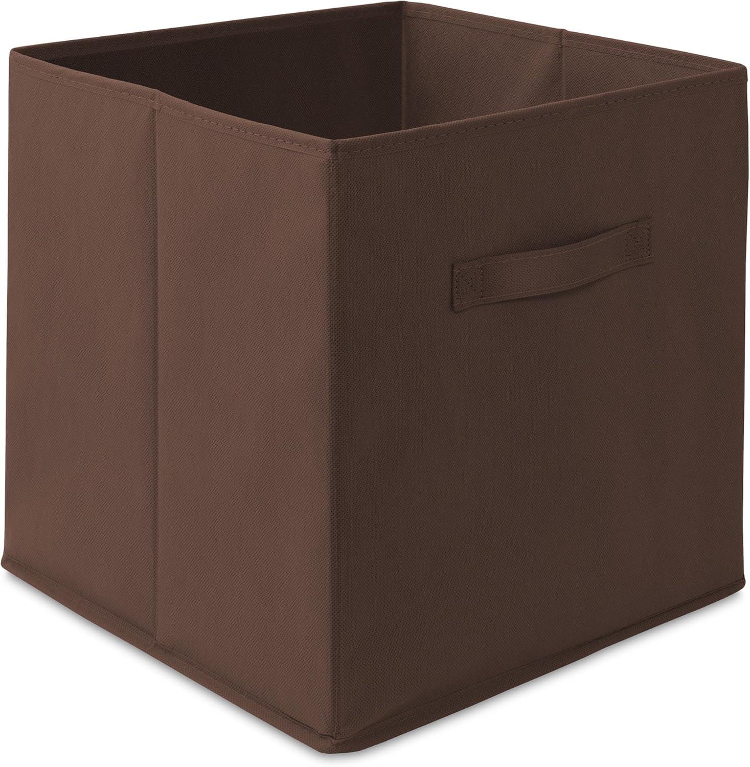 Casafield Set of 6 Collapsible Fabric Storage Cube Bins, Brown - 13" Foldable Cloth Baskets for Shelves and Cubby Organizers