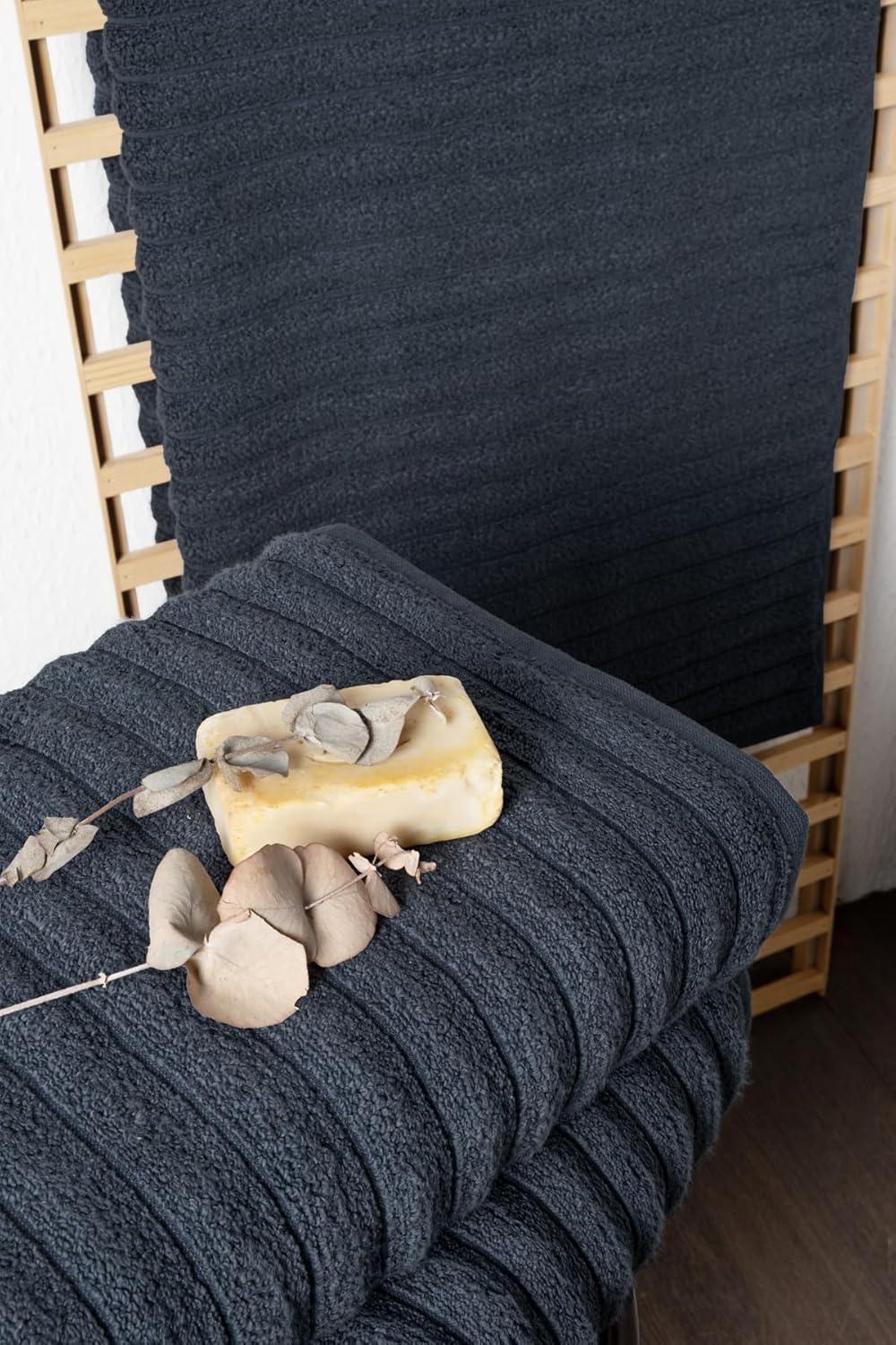 Classic Turkish Towel s Cotton Bath Sheets Set & Oversized Ribbed Towels, Ultra-Soft & Absorbent & Set of 3 - 40x65 Royal Blue