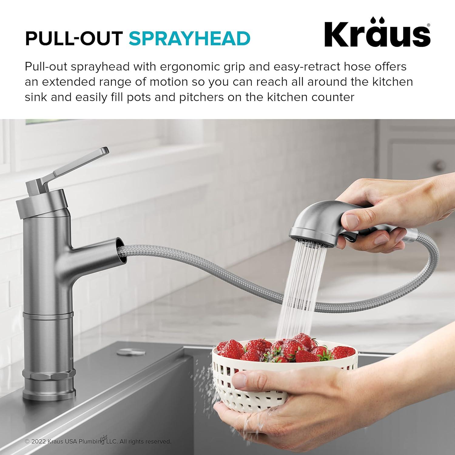 Kraus Allyn Pull-Out Single Handle Kitchen Faucet KPF-4103SFS