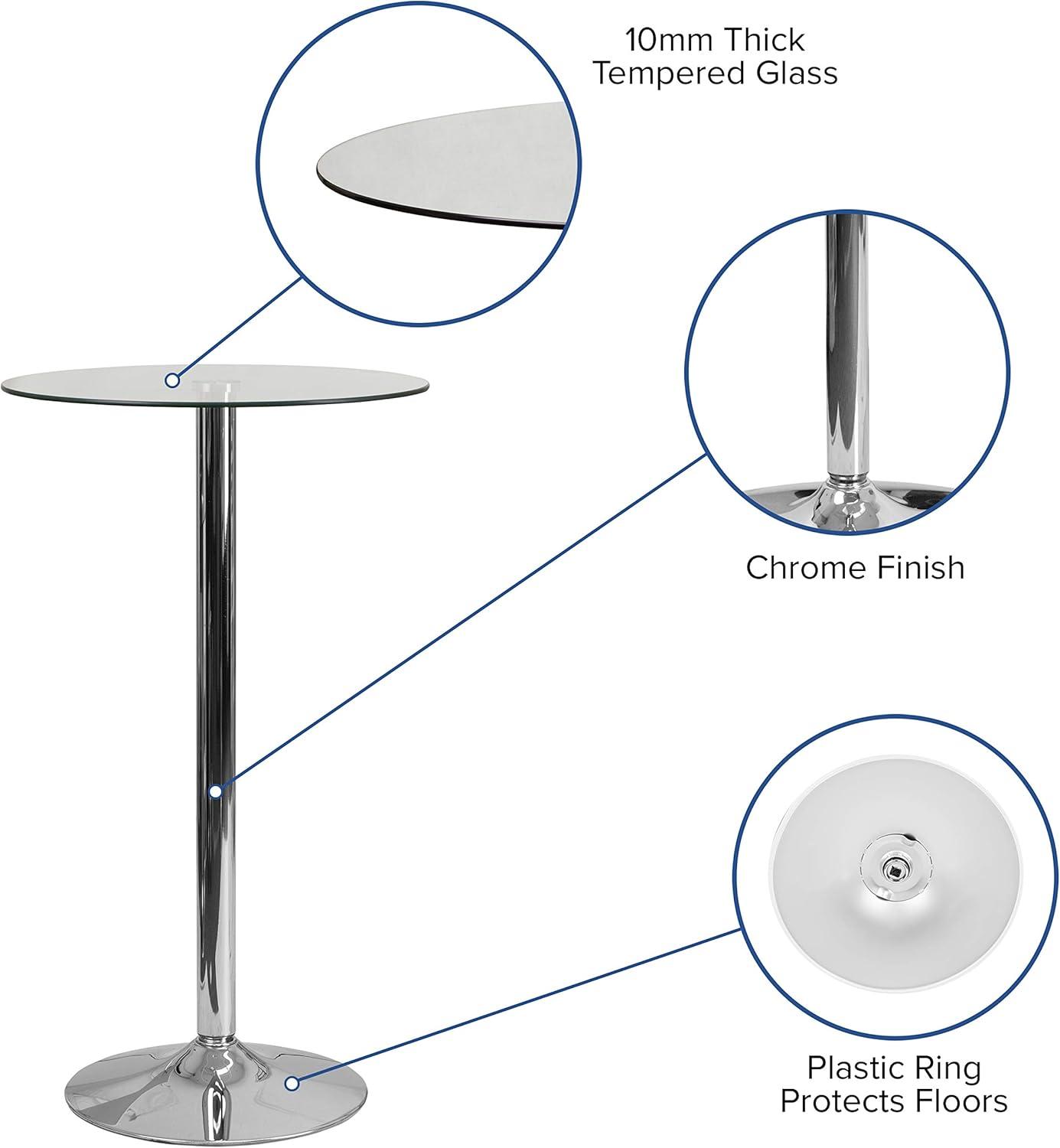 Flash Furniture 23.5'' Round Glass Table with 35.5''H Chrome Base