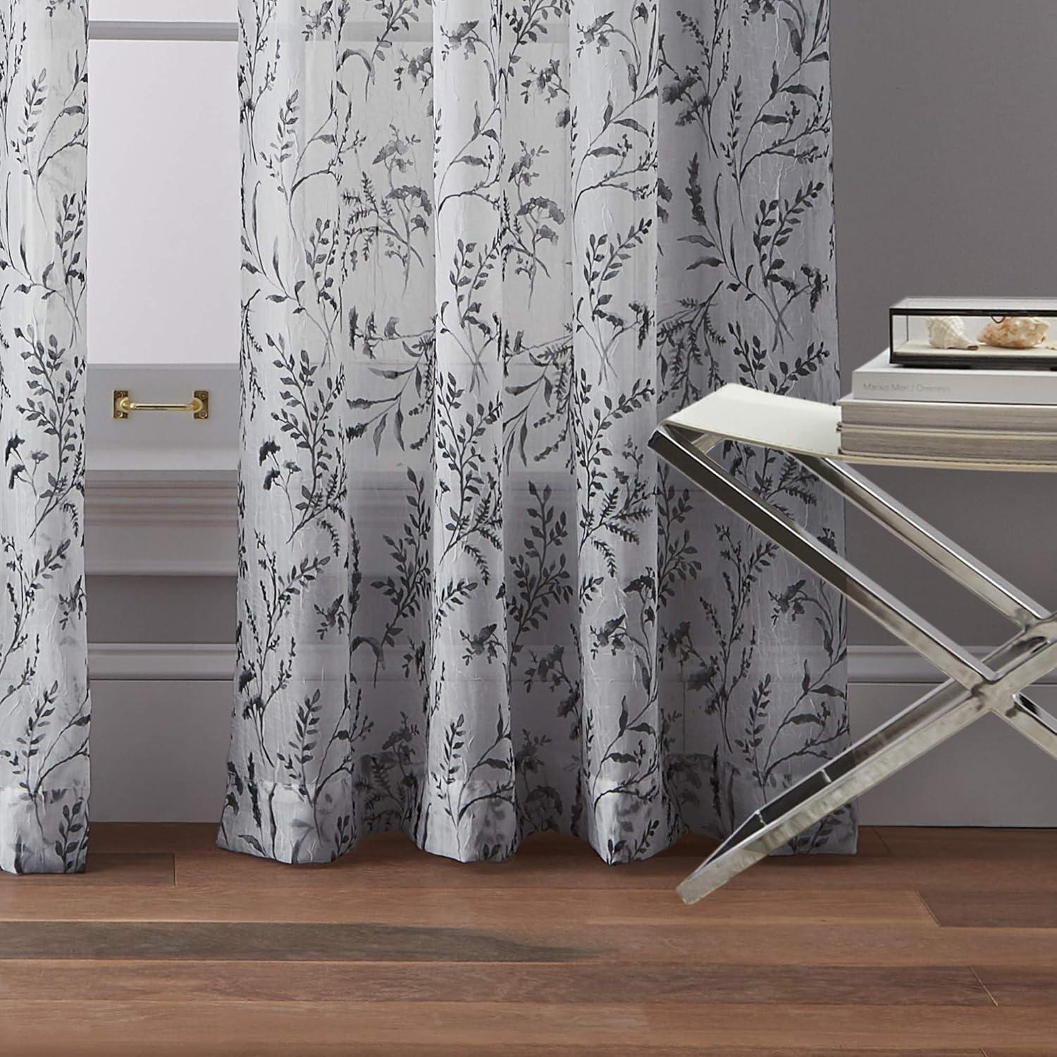 CHF Santa Barbara 84" Curtain Panel, Floral, Gray, Adult