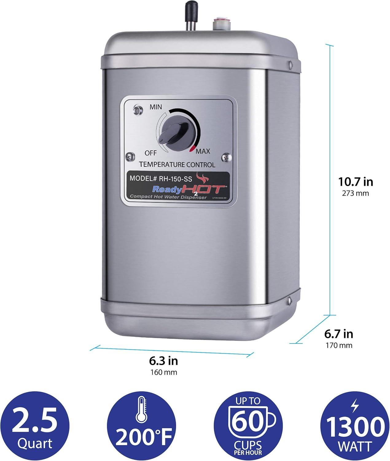 RH150 Instant Hot Water Dispenser System, Single-Handle Faucet with Under Sink Compact Tank