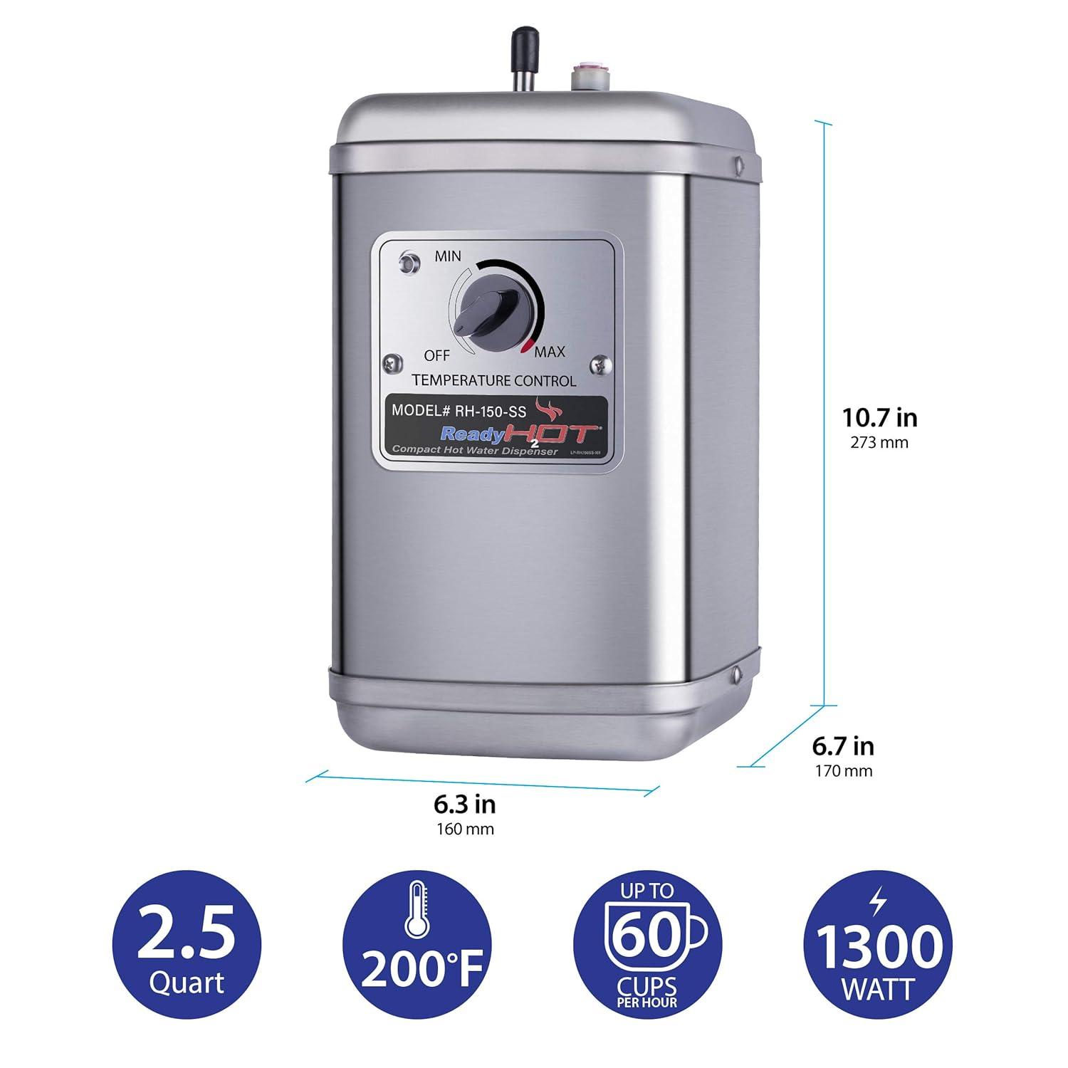 RH150 Instant Hot Water Dispenser System, Single-Handle Faucet with Under Sink Compact Tank