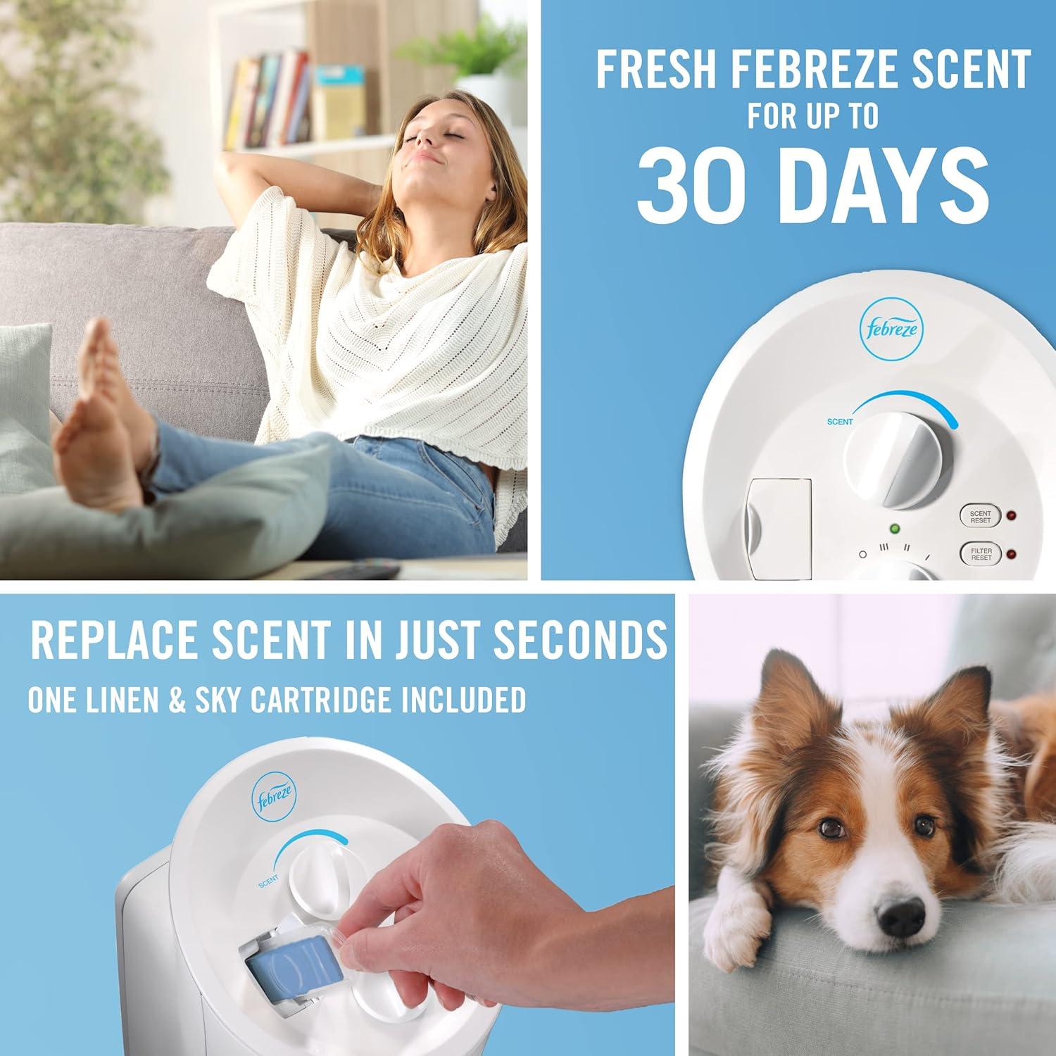 Febreze Mini Tower Air Purifier with Dual-Action HEPA-Type Filter, FHT180W, White