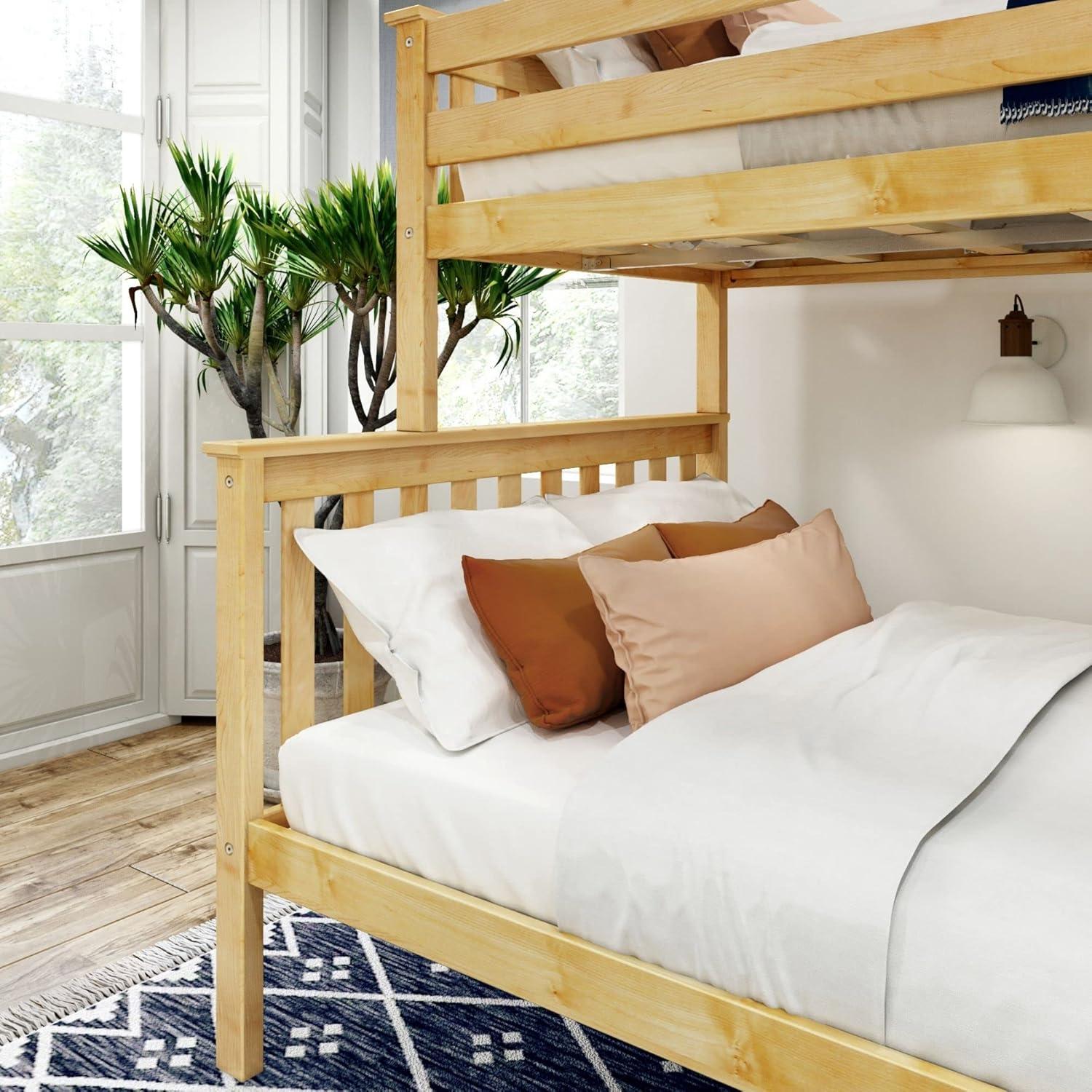 Natural Pine Twin Over Full Bunk Bed with Ladder and Slats