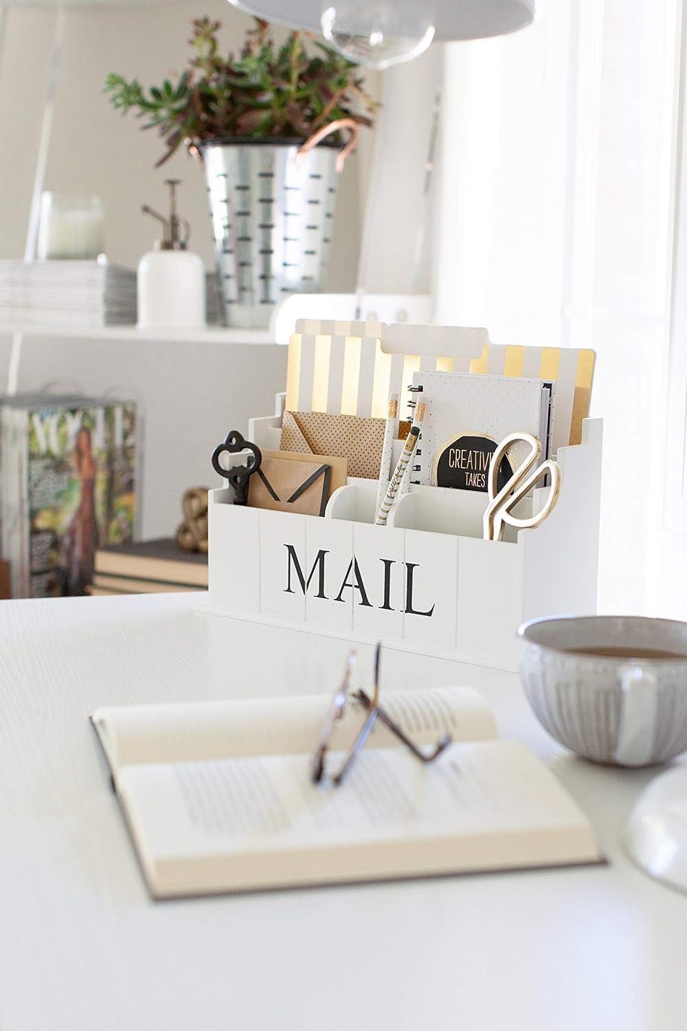White Wooden Mail Organizer - 3 Tier