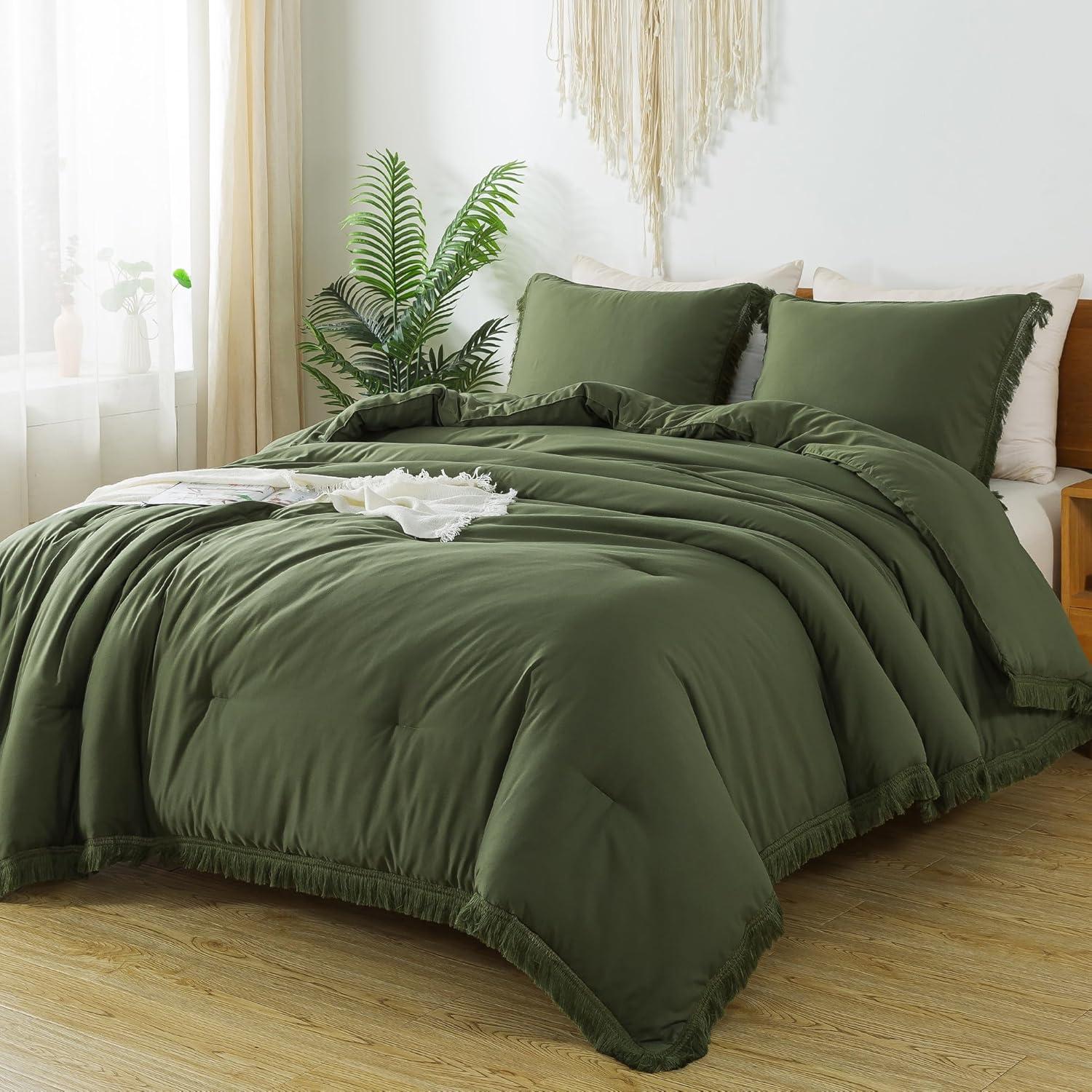 Bedding Comforter Set Olive Green - 3 Piece - Queen