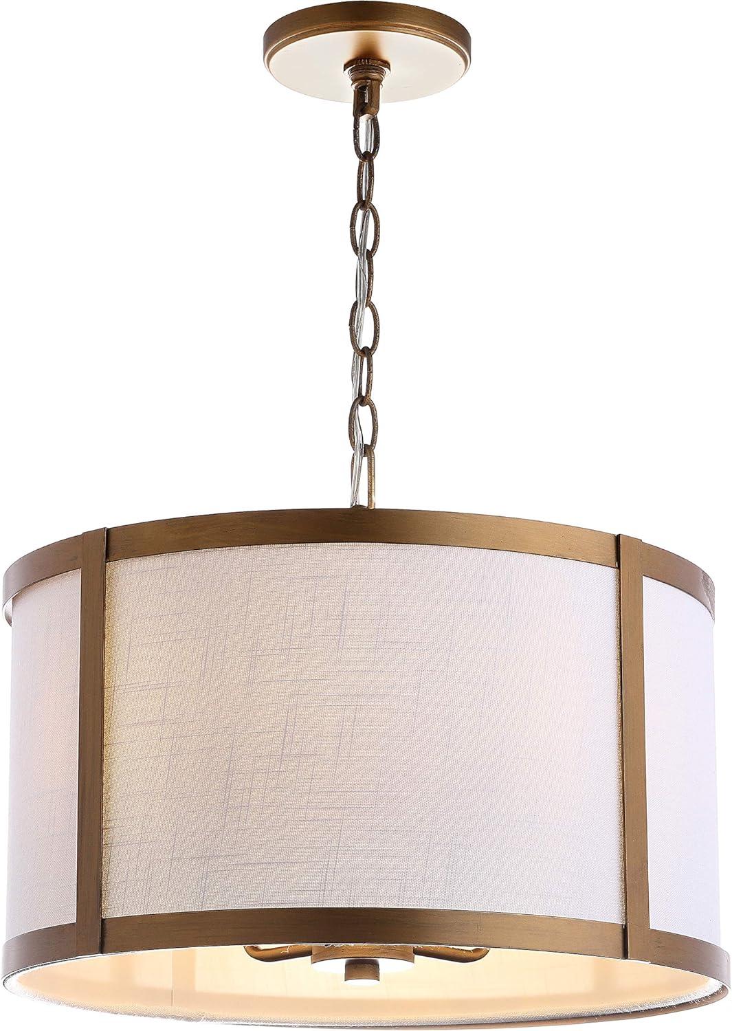 Thatcher Transitional LED Drum Pendant Light - Gold and White