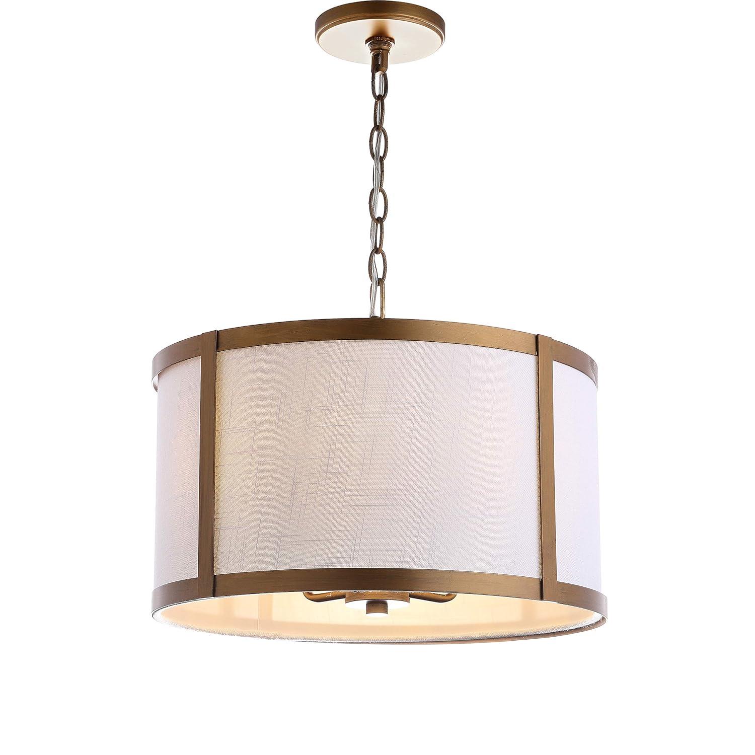 Thatcher 17" Metal LED Pendant Light, Gold/White