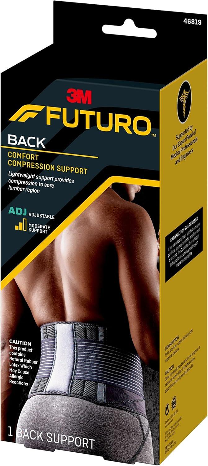 FUTURO Comfort Compression Back Support, Adjustable Deluxe Back Brace - 1pk