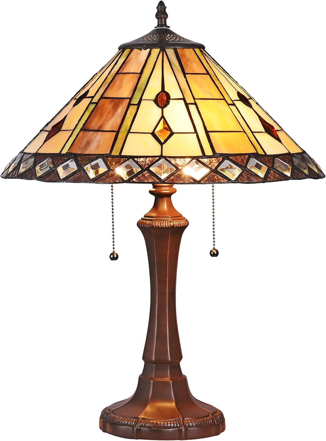 CHLOE Lighting GODWINE Tiffany-style 2 Light GeometricTable Lamp 16" Shade