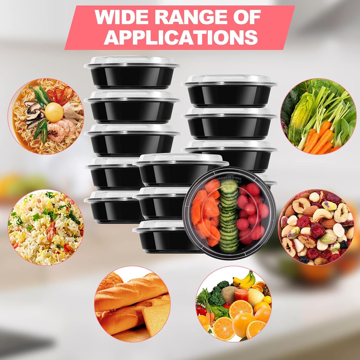 Freshware Meal Prep Bowl Containers [30 Pack] Plastic Bowls with Lids for Soup and Salad, Food Storage Bento Box, BPA Free, Stackable, Lunch Boxes, Microwave/Dishwasher/Freezer Safe (28 oz)