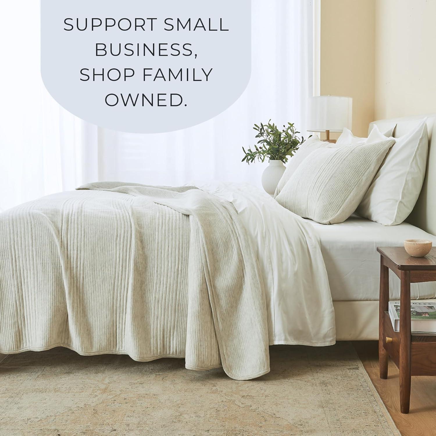 FreshFolds Jersey Cotton Blend Stitched Quilt Set with Shams