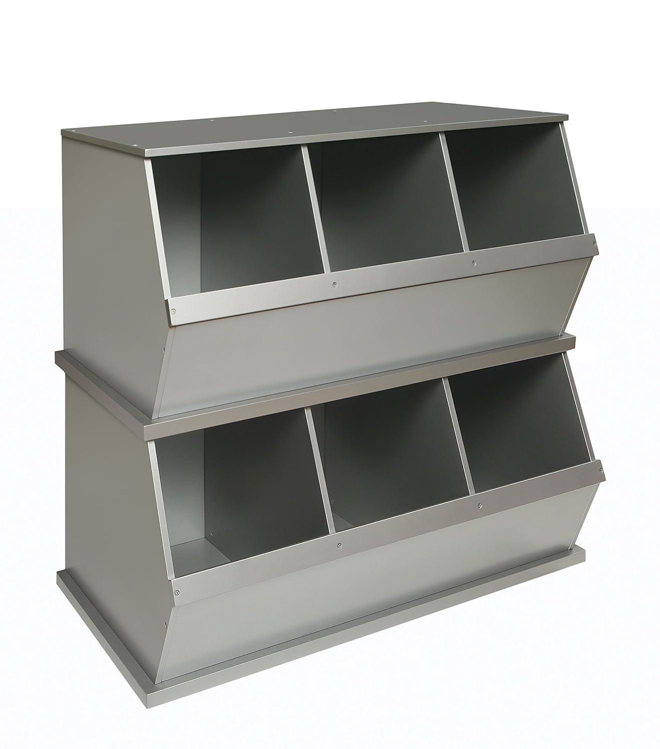 Badger Basket Three Bin Stackable Storage Cubby - Silver
