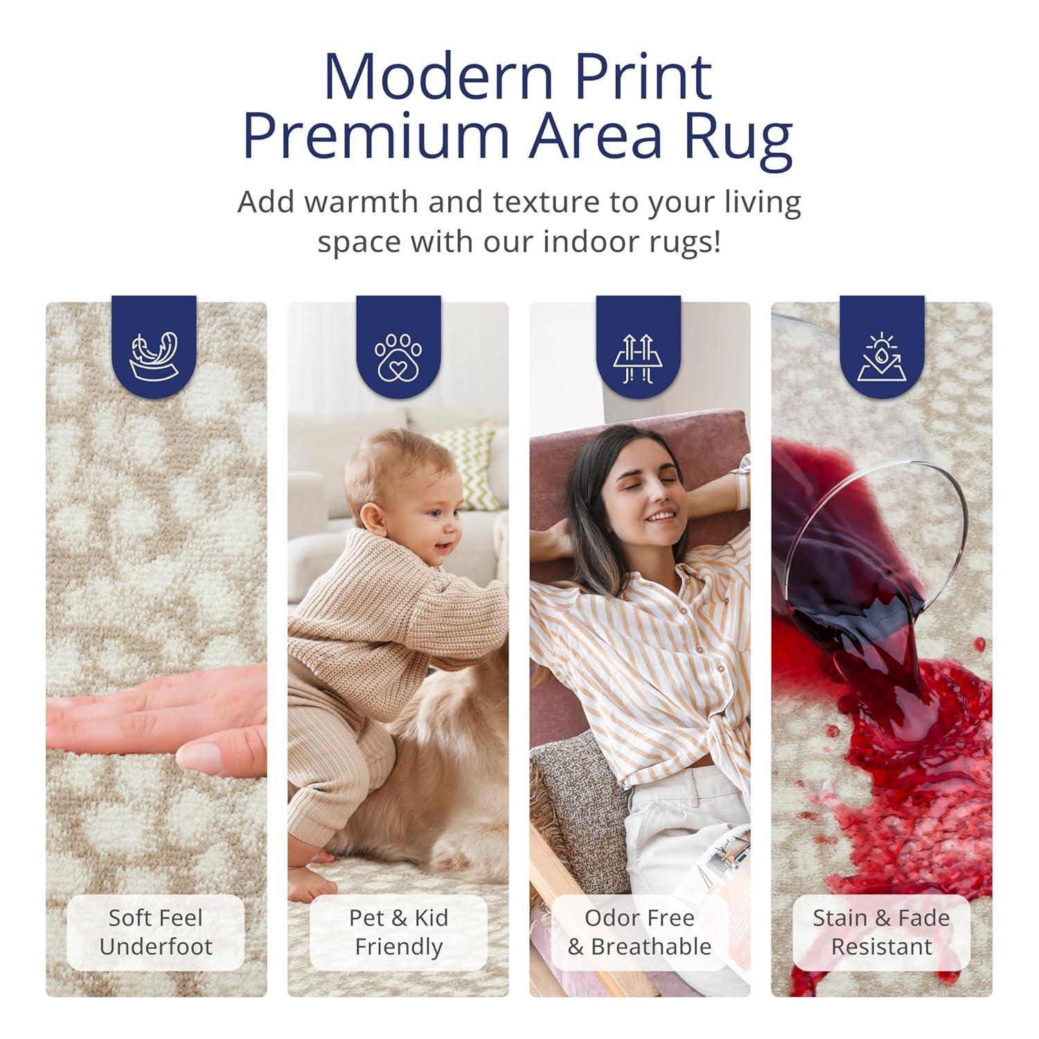 Abani Rugs Arto Contemporary Cheetah Print Area Rug Cream 7'9" x 10'2" 8' x 10'