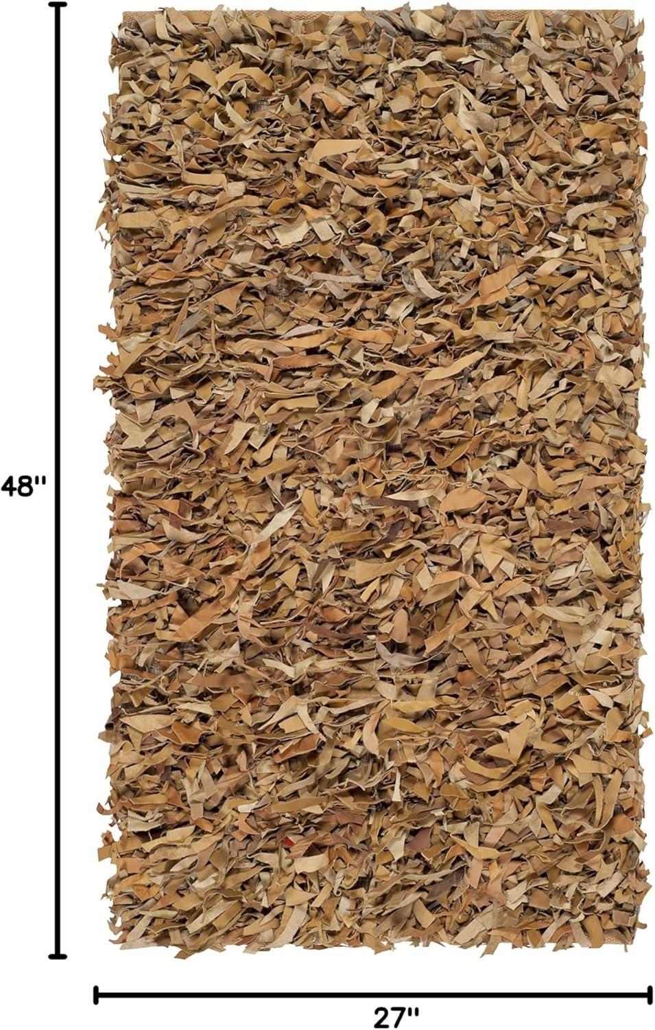 SAFAVIEH Mariam Leather Shag Area Rug, White, 2'3" x 4'