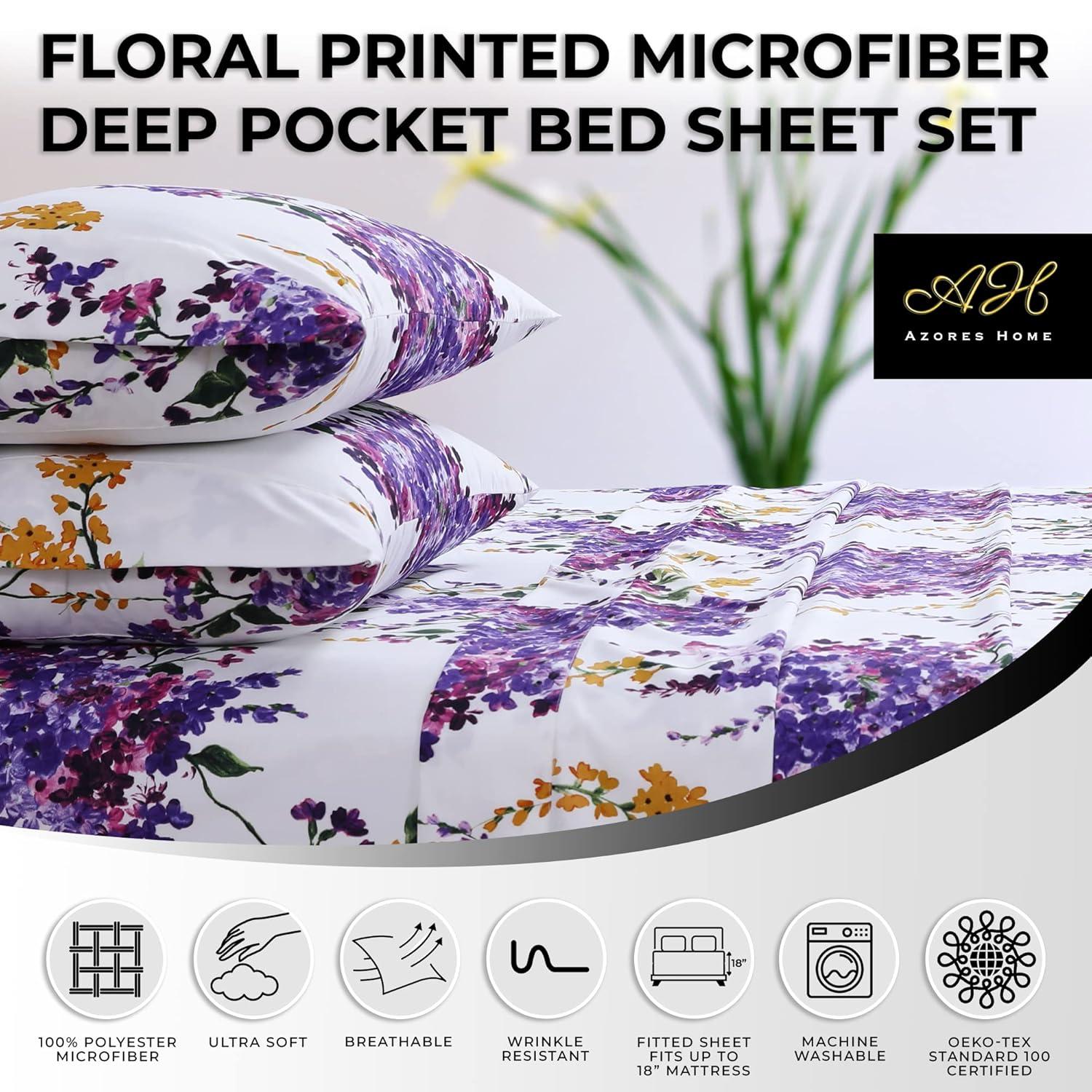 Azores Home Microfiber Floral Sheet Set