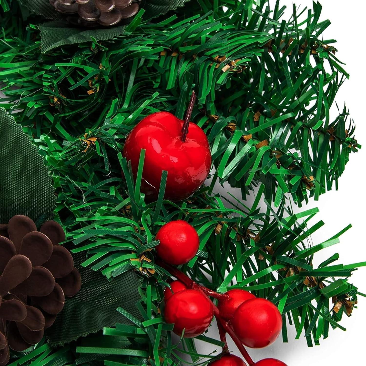 Okuna Outpost 12" Christmas Wreath - Artificial Pine Front Door Ornament Decoration