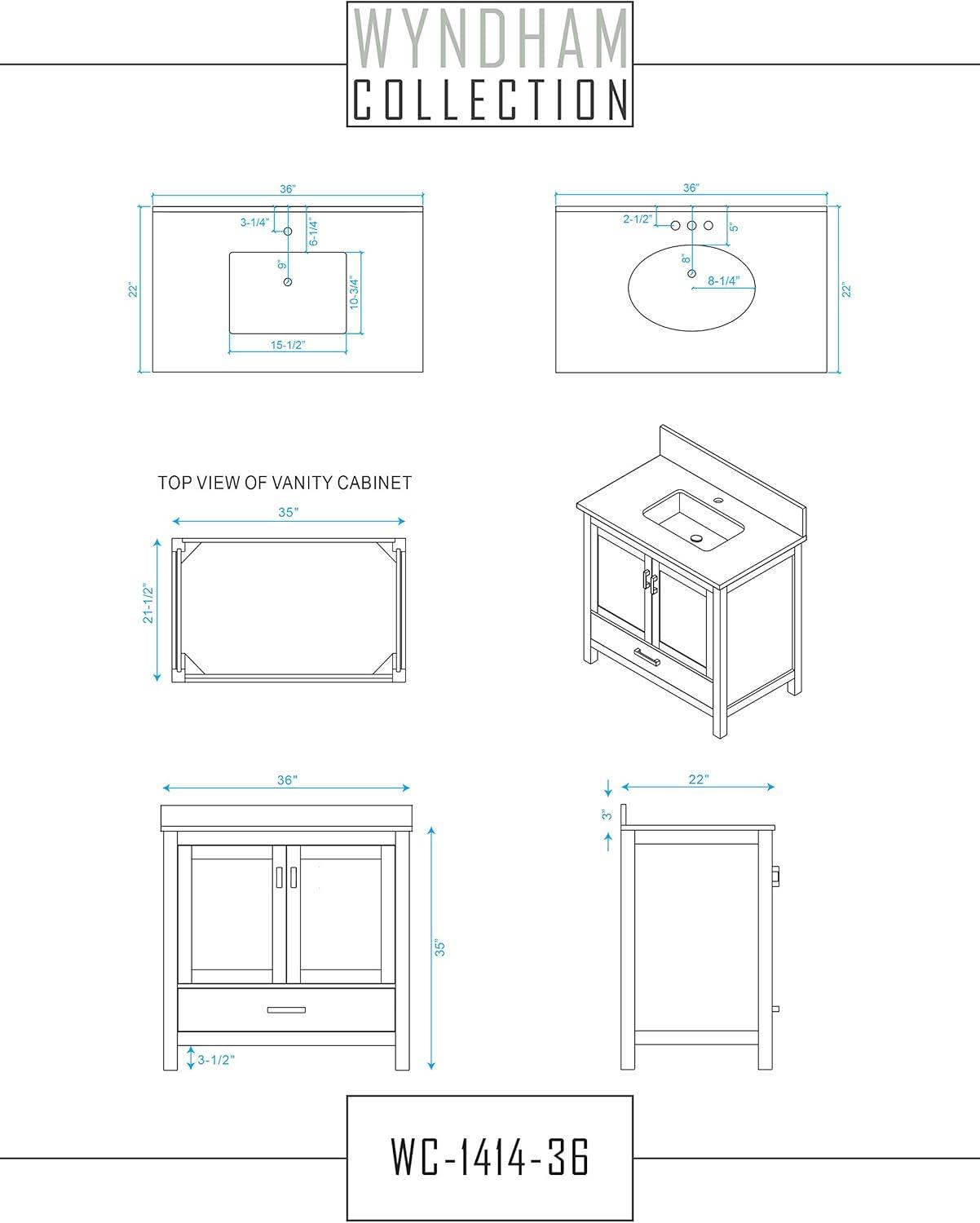 Wyndham Collection Sheffield 35" Freestanding Single Vanity Base Only