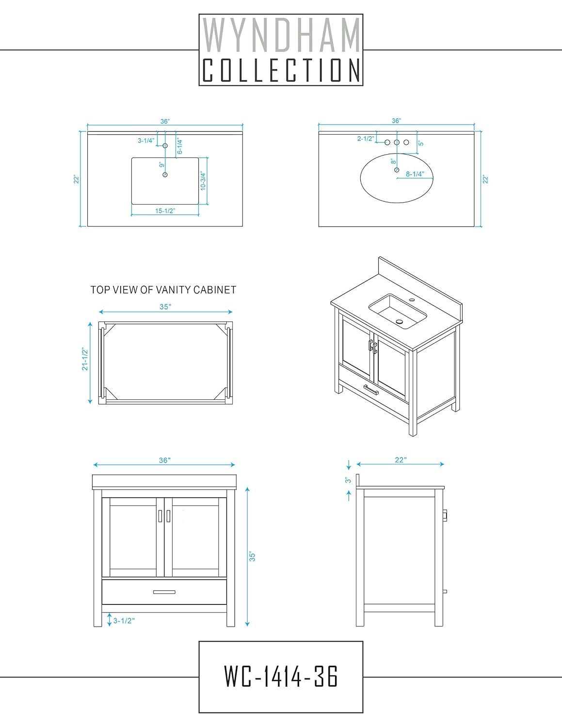 Wyndham Collection Sheffield 35" Freestanding Single Vanity Base Only