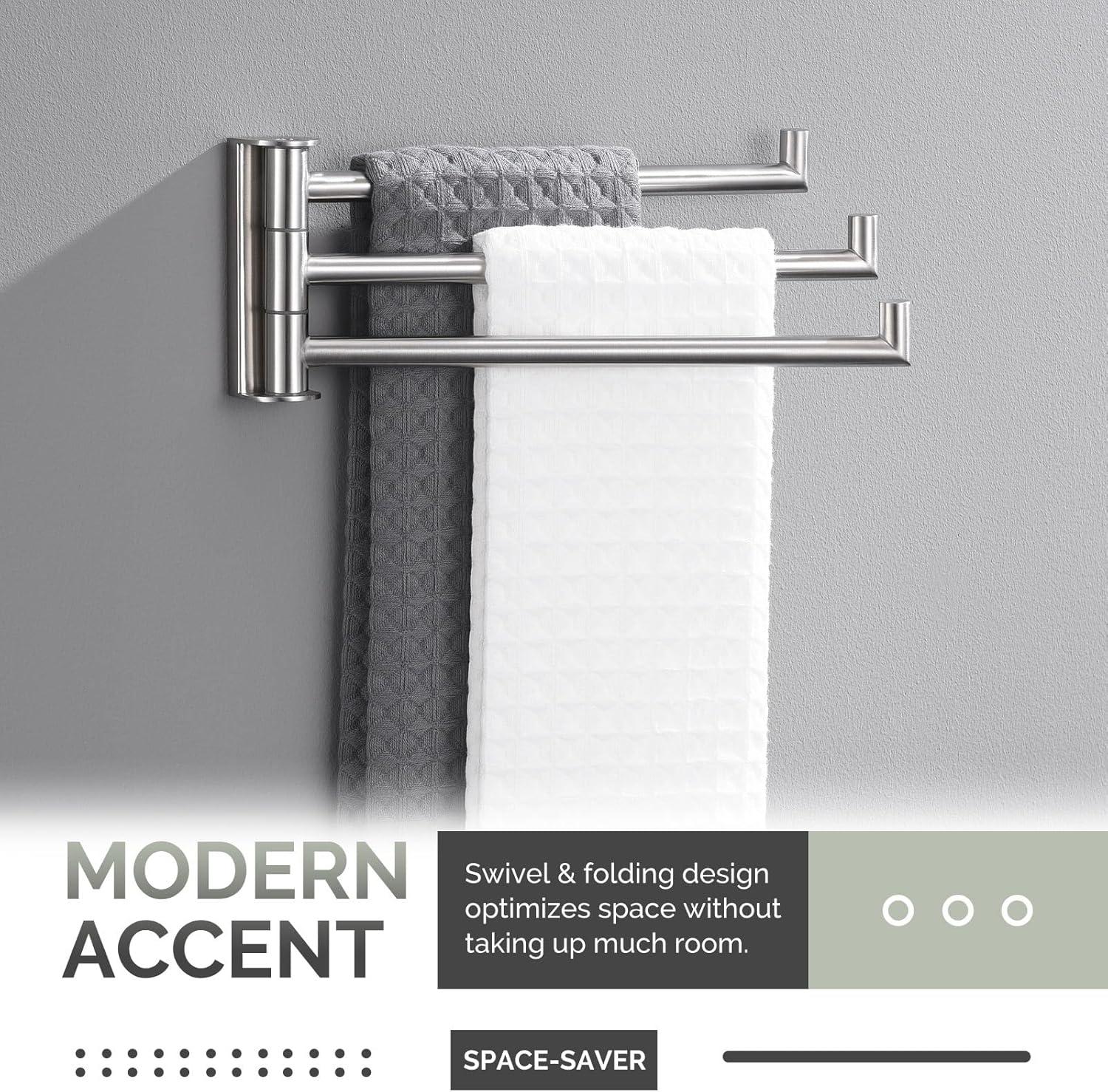 Wall Mounted 3 Swivel Arms Hand Towel Bar