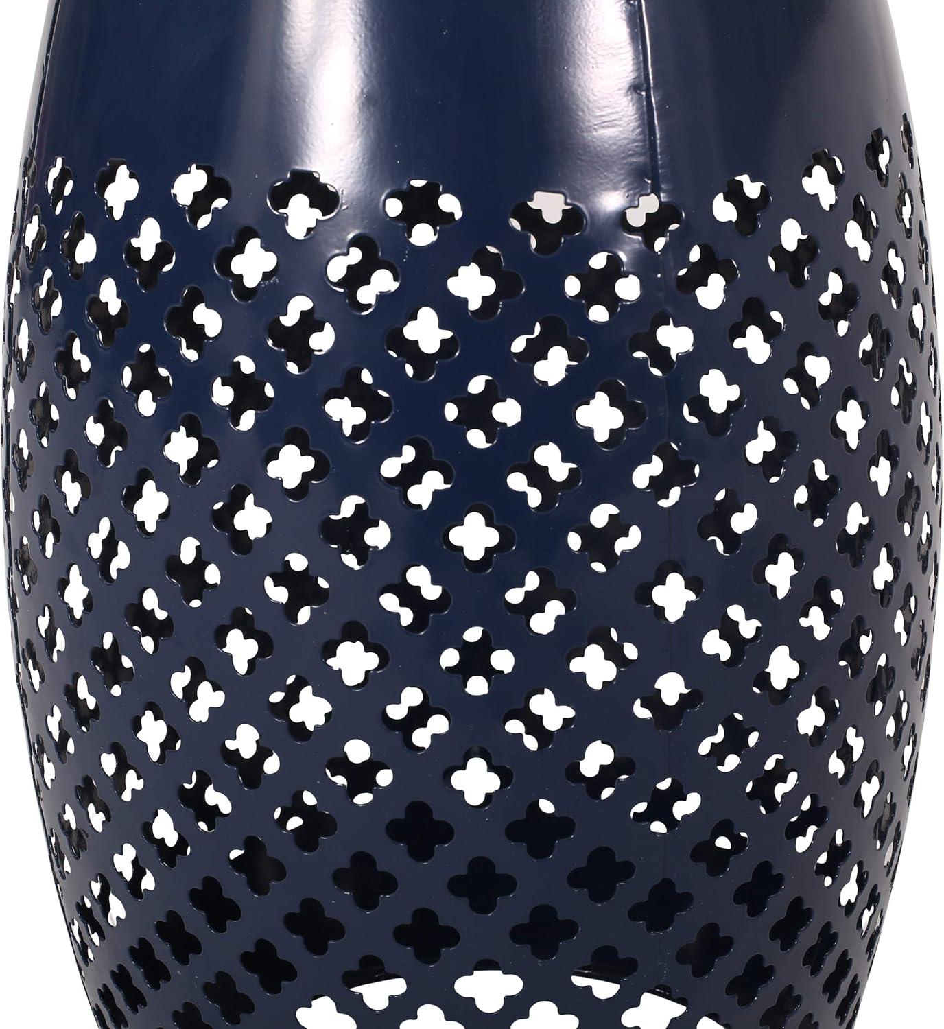 GDF Studio Kalyse Outdoor Lace Cut Side Table with Tile Top, Dark Blue and Multicolored