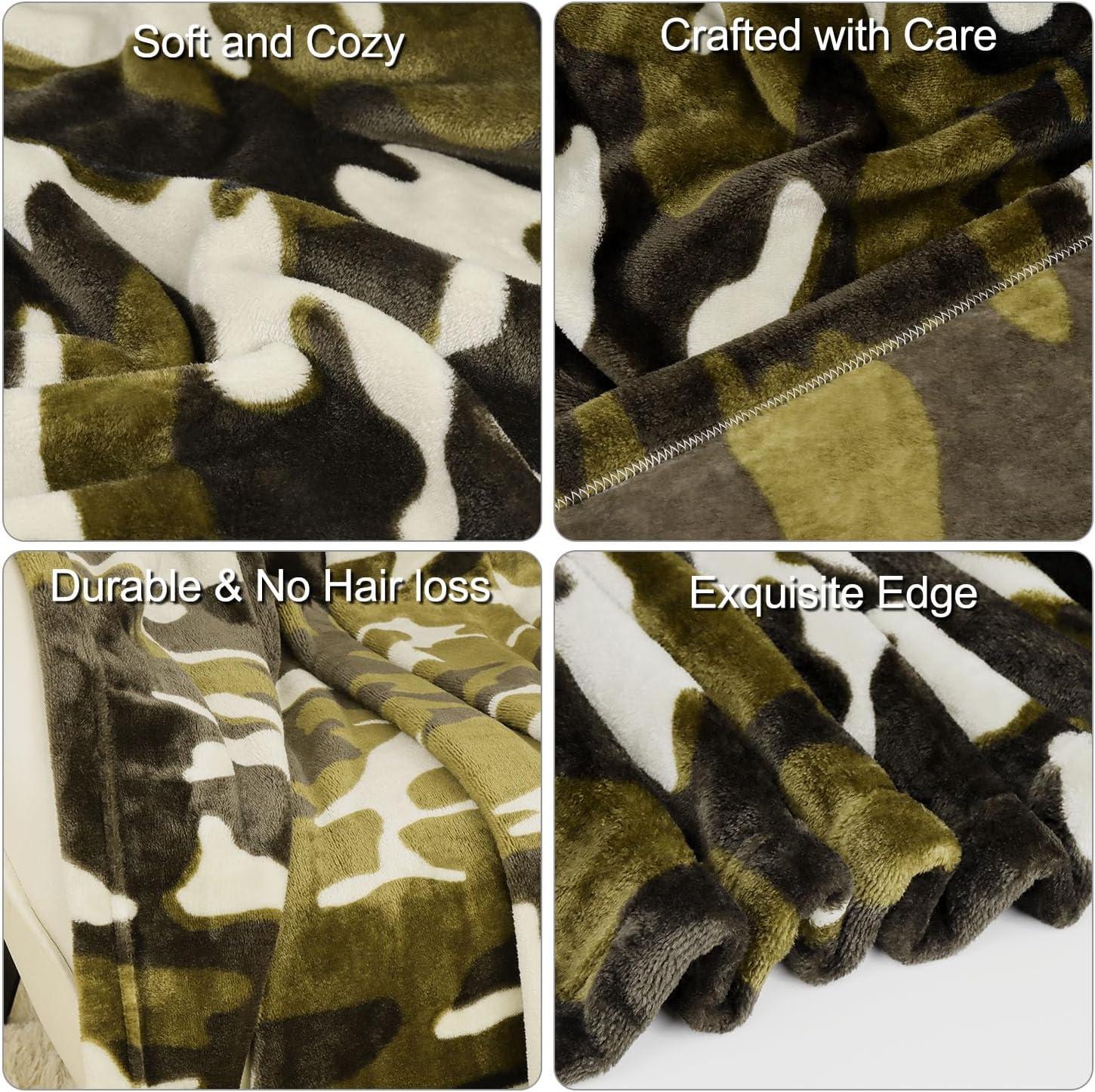 HommomH 60" x 80" Army Blanket Throw Soldier Comfort Warmth Soft Cozy Air Conditioning Easy Care Machine Wash Camouflage