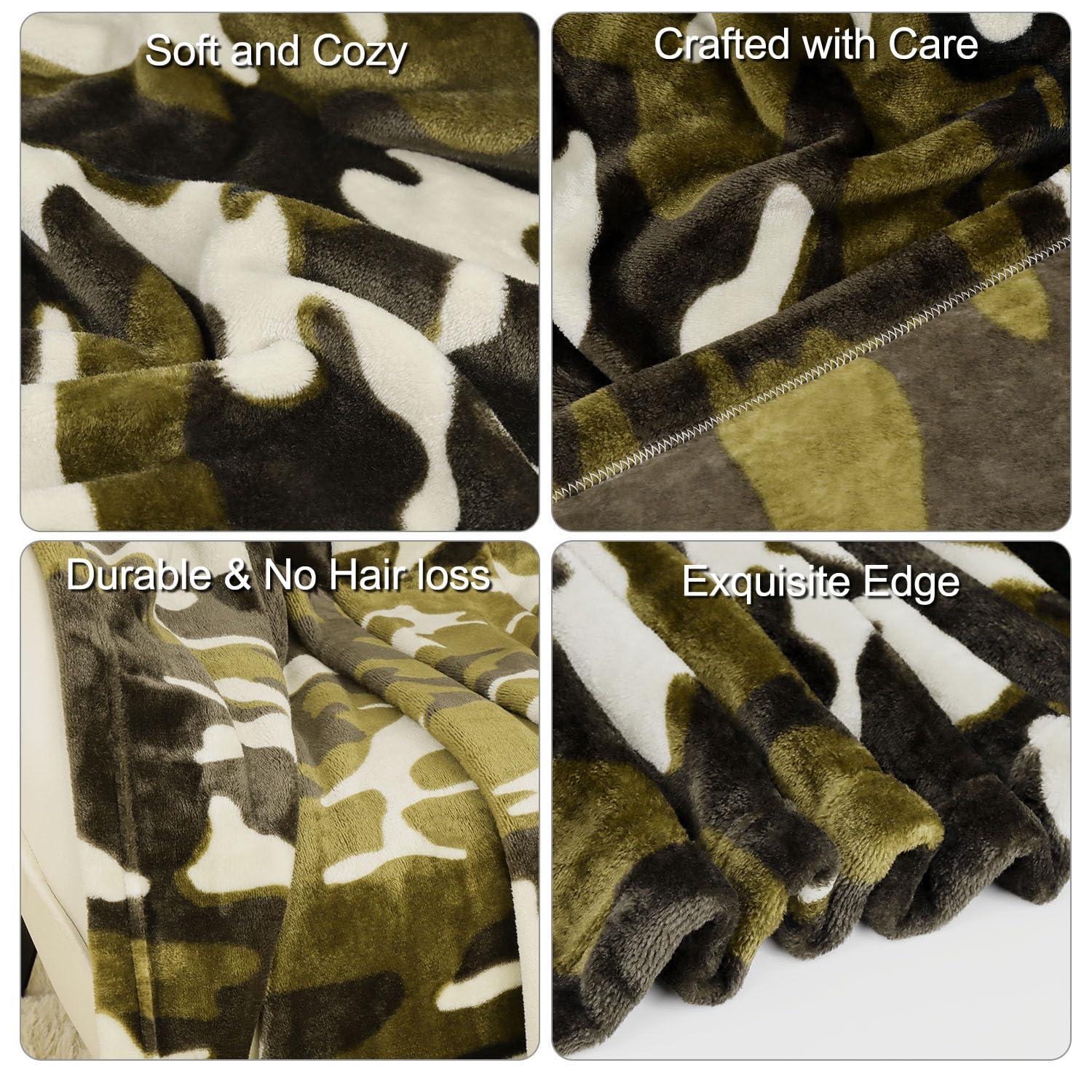 HommomH 60" x 80" Army Blanket Throw Soldier Comfort Warmth Soft Cozy Air Conditioning Easy Care Machine Wash Camouflage