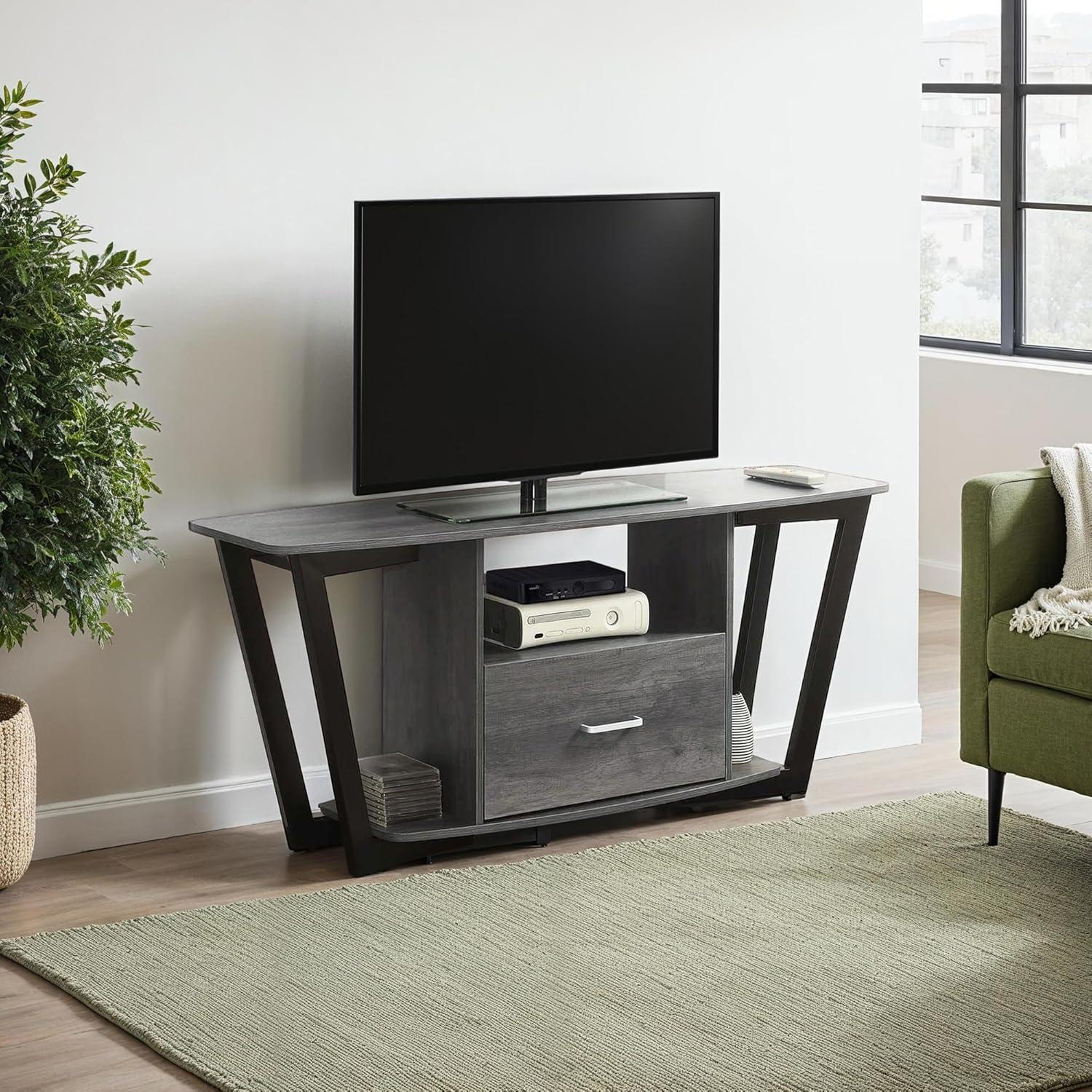 Convenience Concepts Graystone 60 inch 1 Drawer TV Stand with Shelves, Charcoal Gray/Black