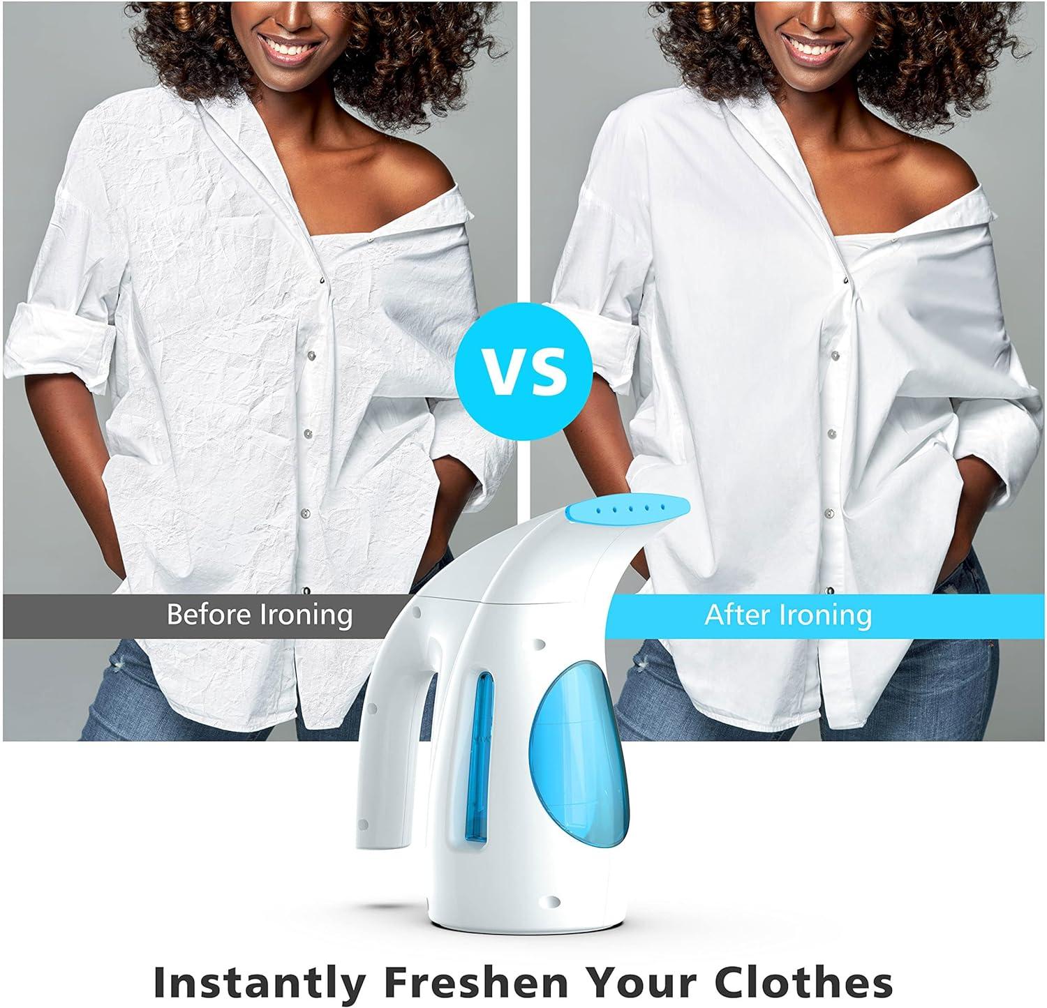 HiLIFE Steamer for Clothes, Portable Handheld Design, 240ml Big Capacity, 700W, Strong Penetrating Steam, Removes Wrinkle, for Home, Office and Travel(ONLY FOR 120V)(Maya Blue)