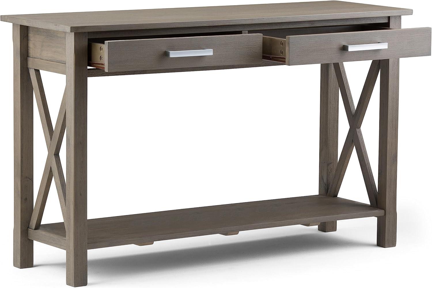 Contemporary Farmhouse Gray Wood Console Table with Storage