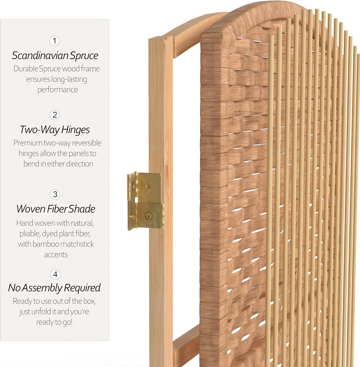 Oriental Furniture 6 ft. Tall Diamond Weave Room Divider - Natural - 5 Panel
