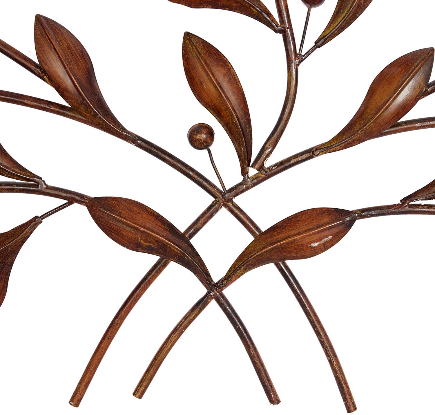 DecMode Brown Metal Leaf Wall Decor