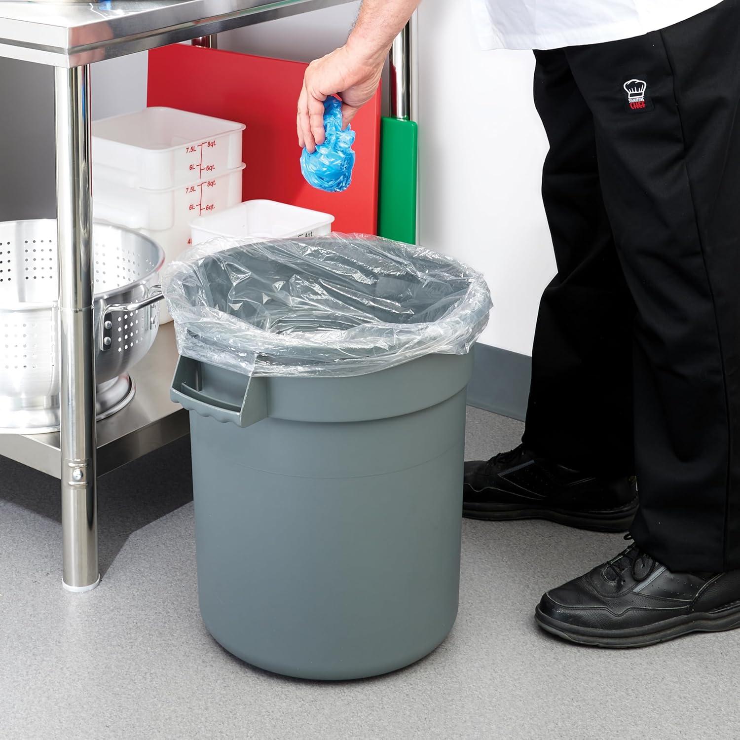 Gray 10 Gallon Round Commercial Plastic Trash Can