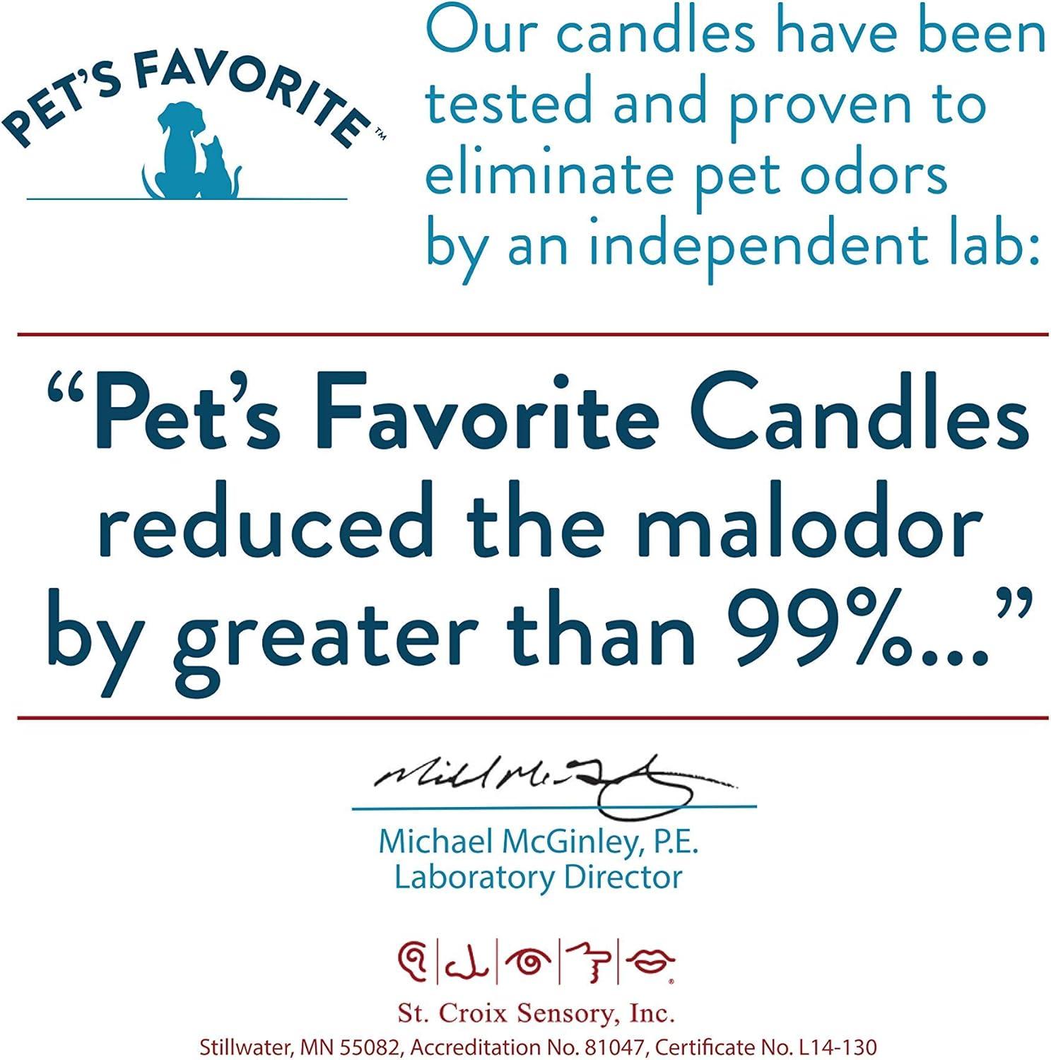 Pet's Favorite - Tested & Proven - Odor Eliminating Candle, Pet-Friendly Scented Candle, in 4 Great Fragrances - 70-Hour Burn Time, Cotton Wick