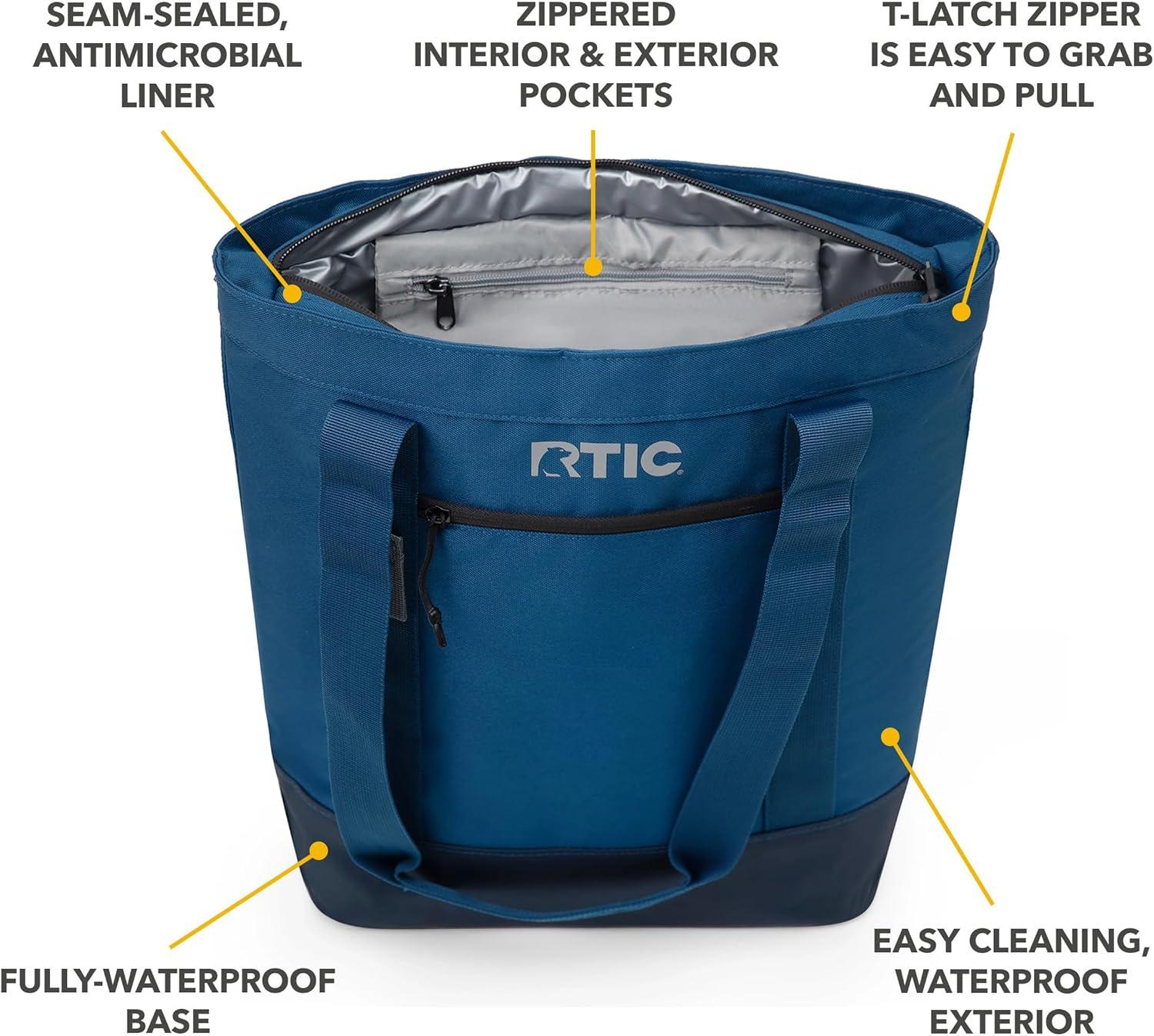 RTIC Everyday Insulated Slim Tote Bag, 15 Ltr Cooler Bag, Leak-Free Interior,  Navy