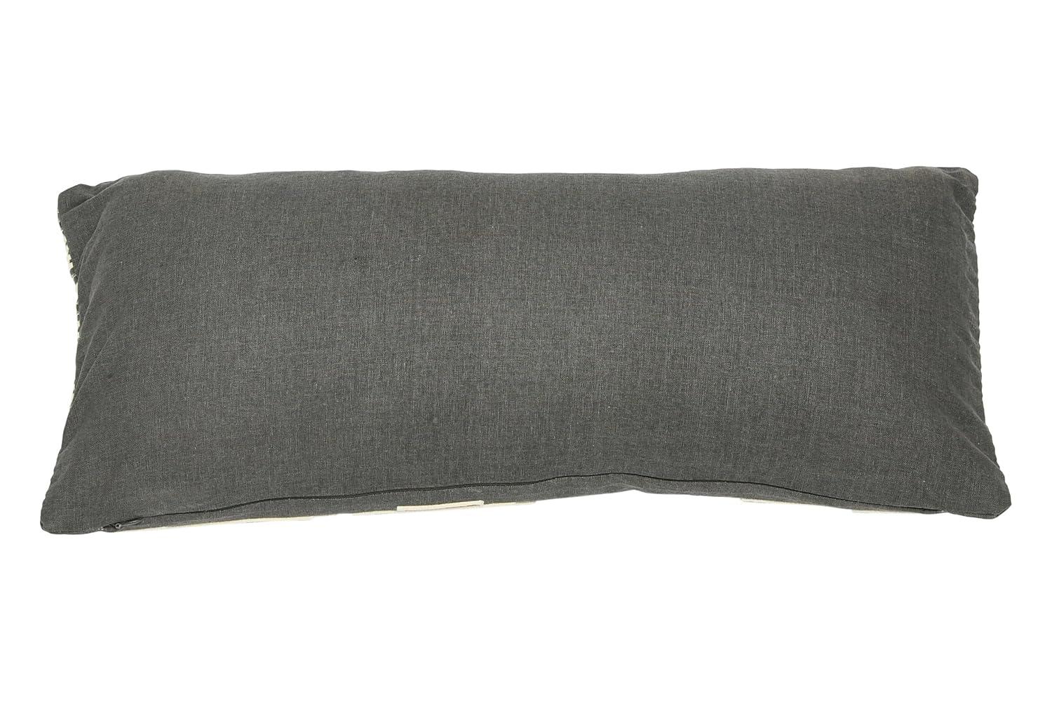 Creative Co-Op Cotton Lumbar Pillow with Gold Thread Embroidery and Rope Applique