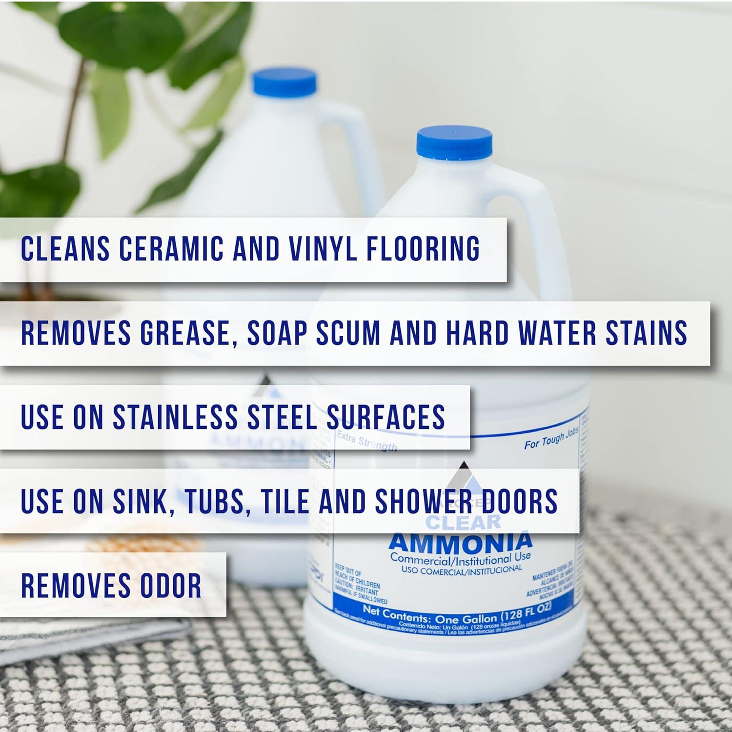 Clear Ammonia Cleaner Liquid, 1 Gallon, Multipurpose, Multi-Surface Cleaning Solution