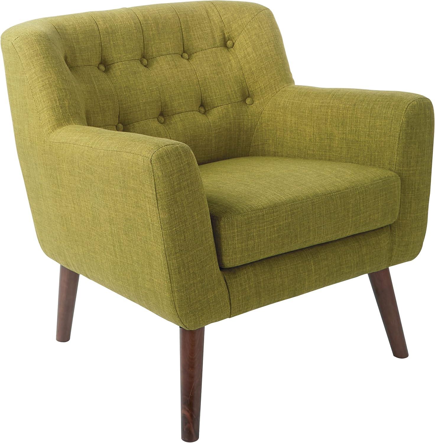 Green Microfiber Mid-Century Modern Accent Chair with Wood Legs