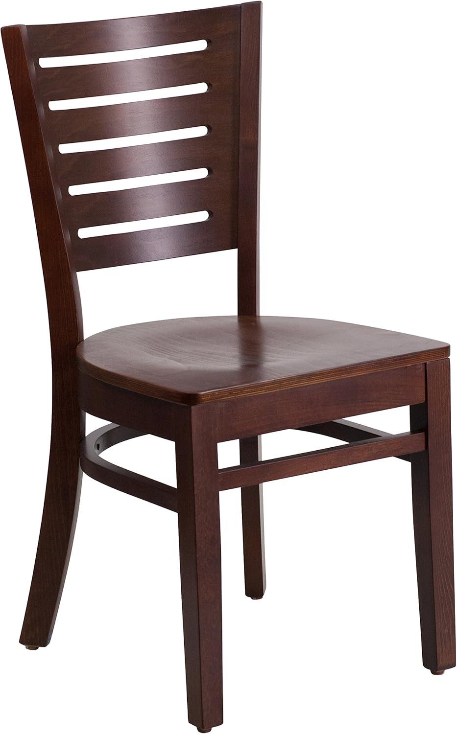 Flash Furniture Darby Series Slat Back Walnut Wood Restaurant Chair