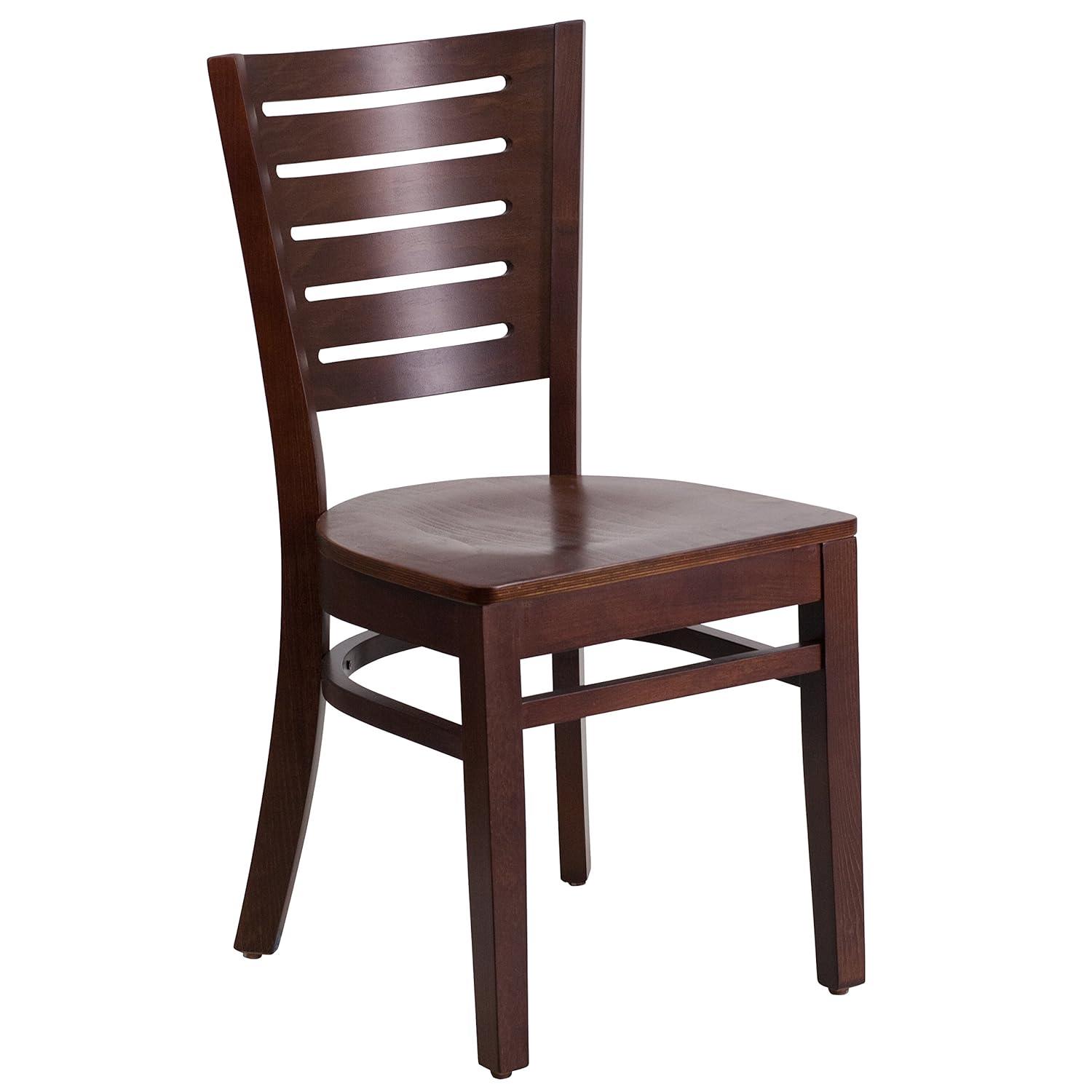 Flash Furniture Darby Series Slat Back Walnut Wood Restaurant Chair