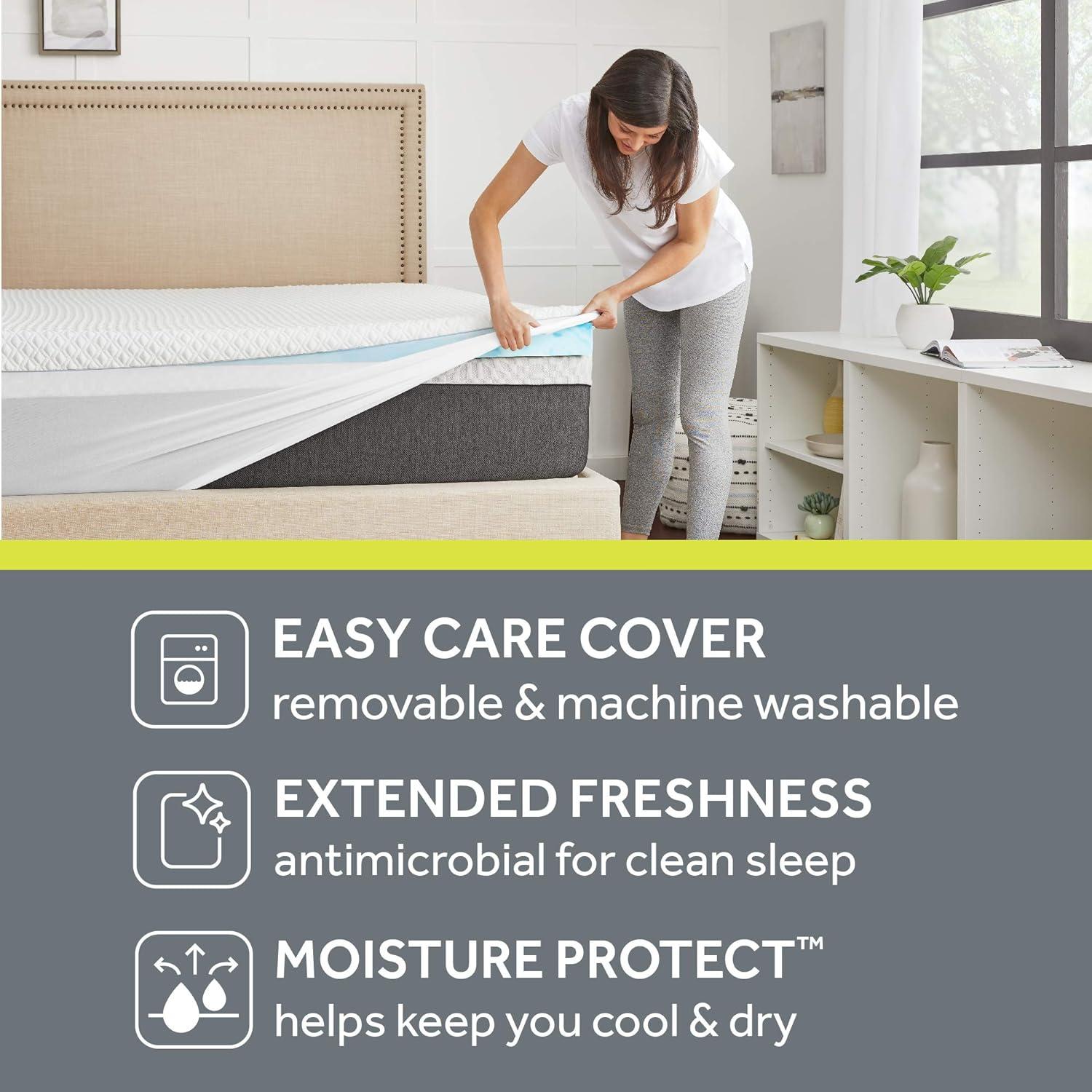 Sealy 3" SealyChill Gel Memory Foam Mattress Topper, King, White